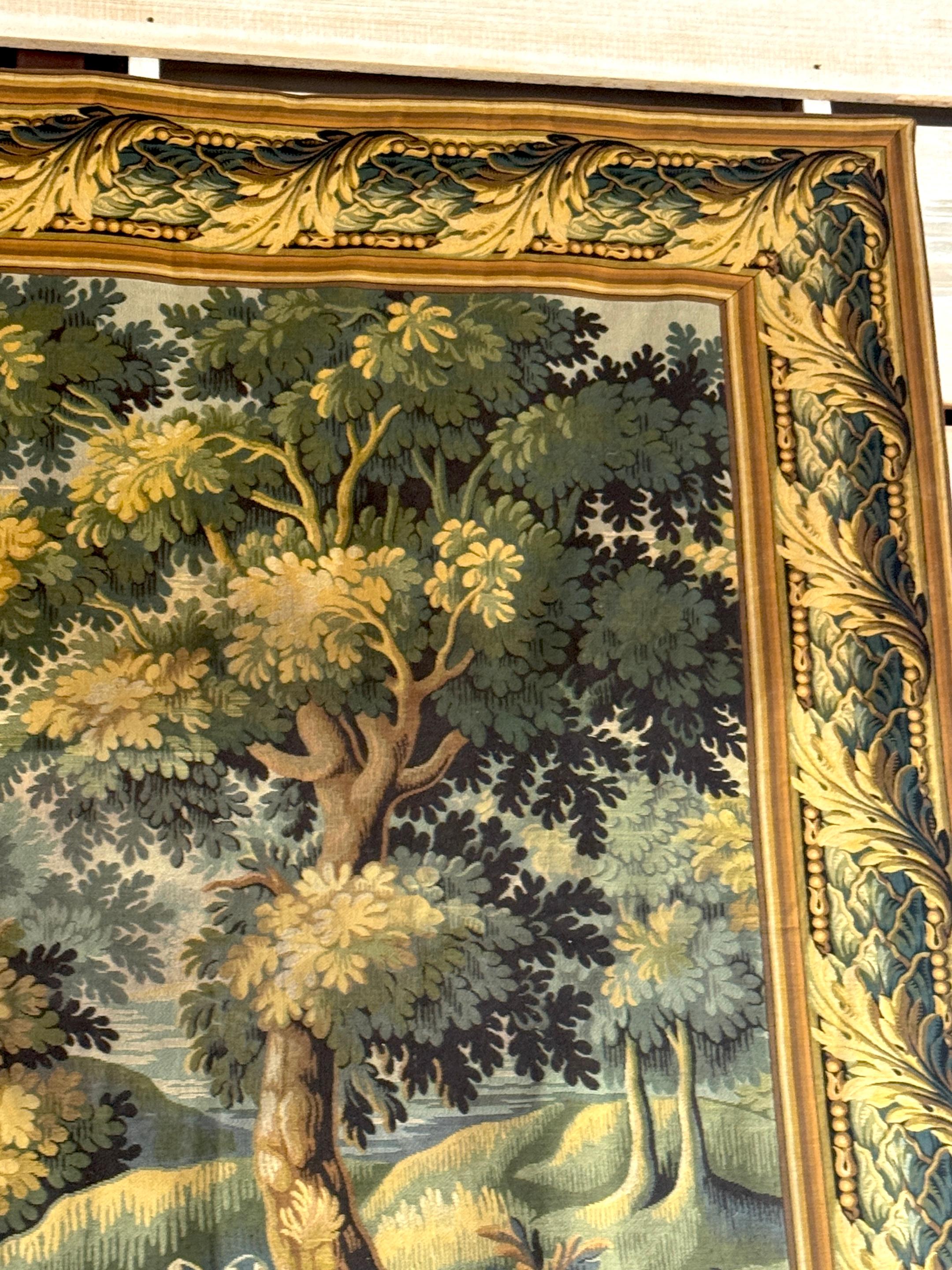 Monumental French Aubusson-Style Verdure Tapestry by Les Tapisseries d’Halluin For Sale 4