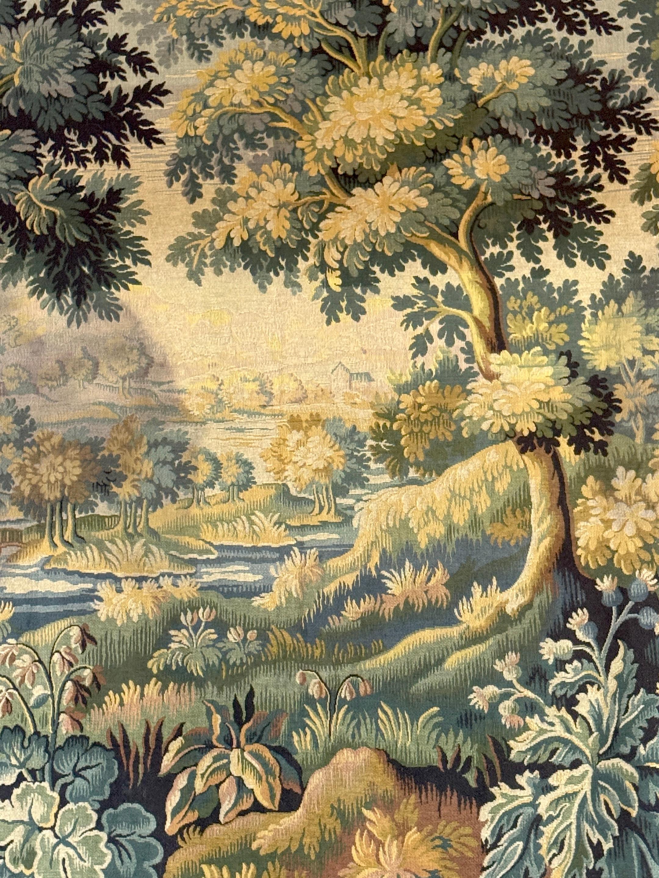 Monumental French Aubusson-Style Verdure Tapestry by Les Tapisseries d’Halluin For Sale 5