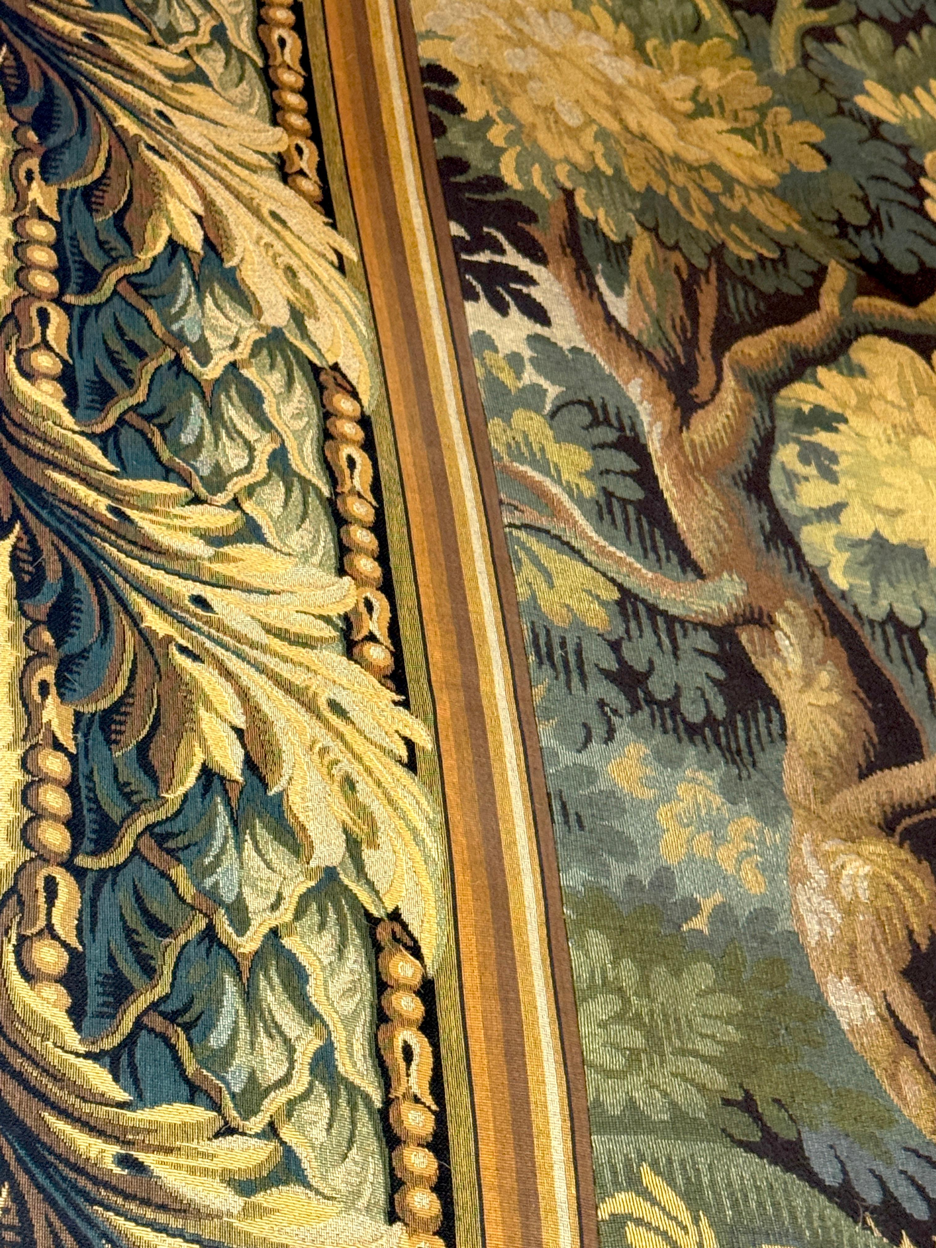 Monumental French Aubusson-Style Verdure Tapestry by Les Tapisseries d’Halluin For Sale 7