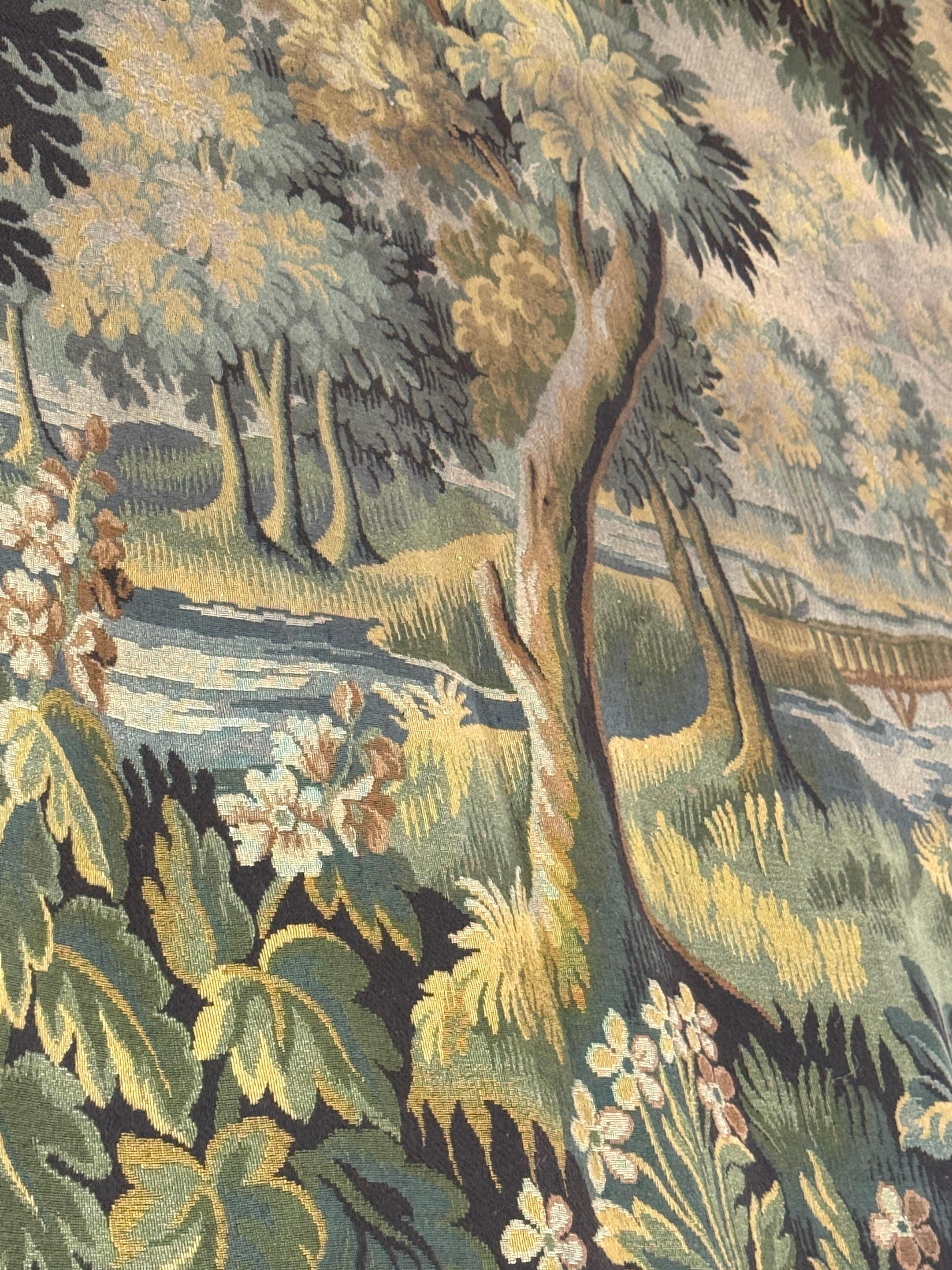 Monumental French Aubusson-Style Verdure Tapestry by Les Tapisseries d’Halluin For Sale 8