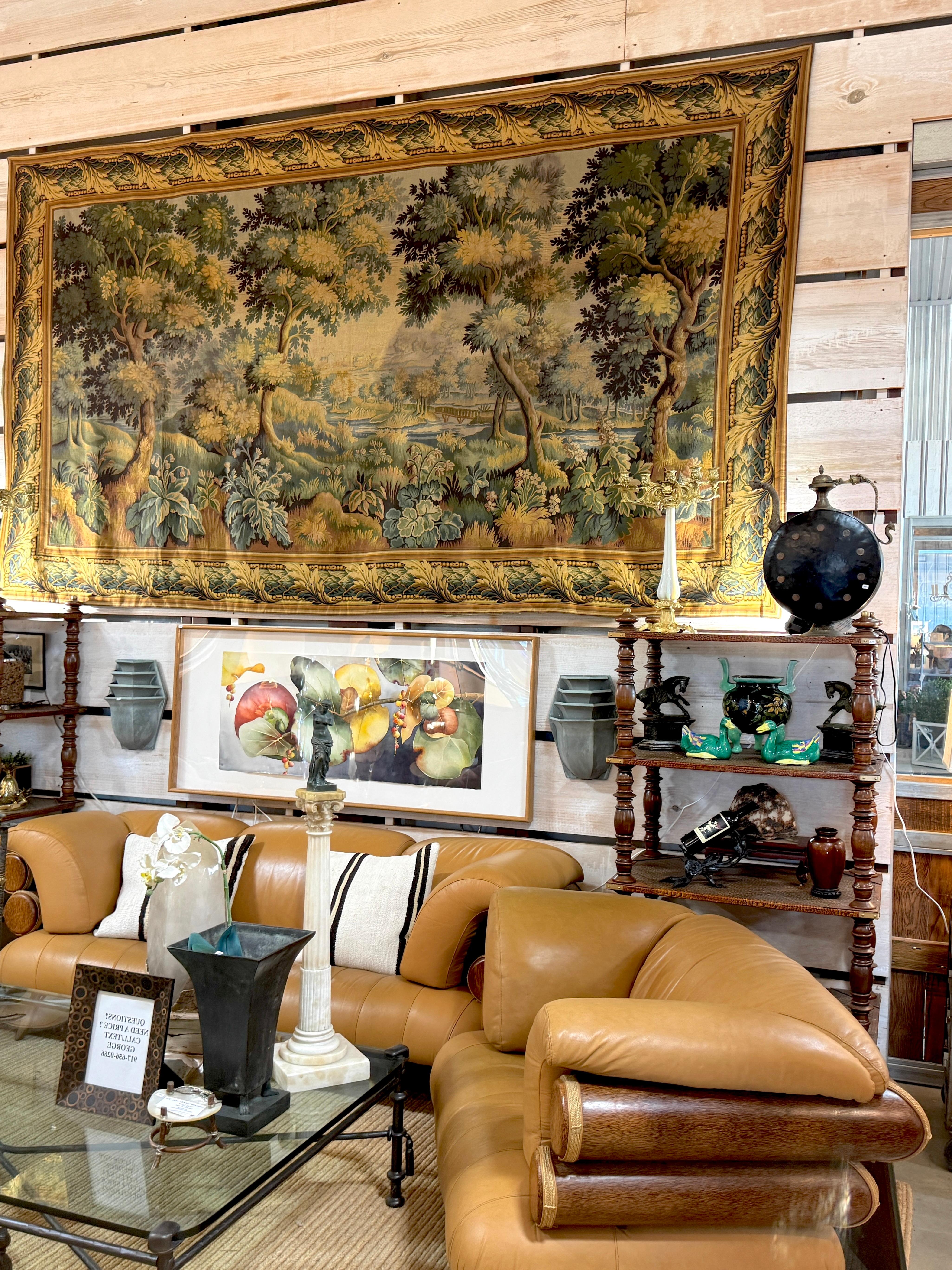 Monumental French Aubusson-Style Verdure Tapestry by Les Tapisseries d’Halluin For Sale 10