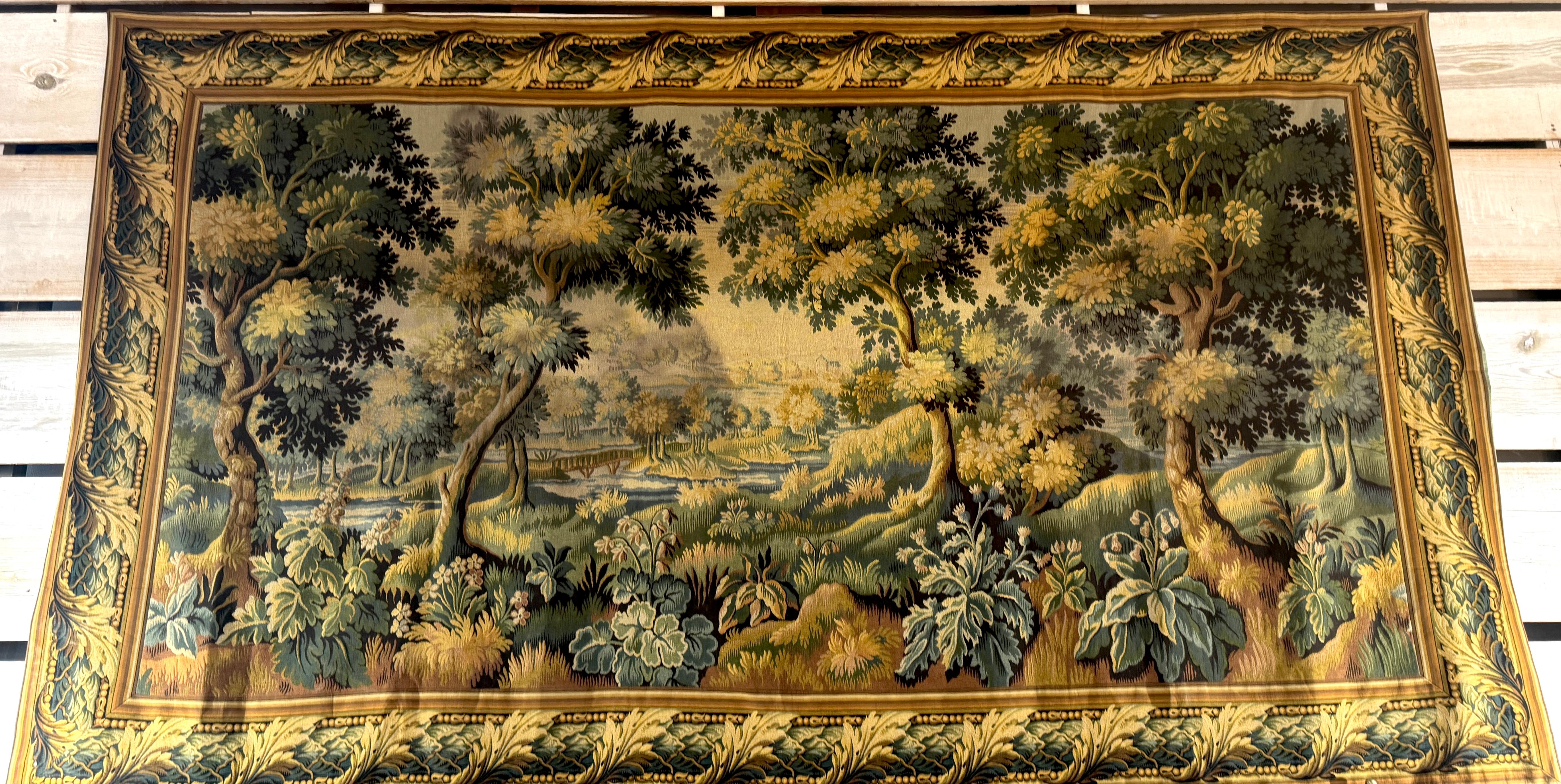 Monumental French Aubusson-Style Verdure Tapestry by Les Tapisseries d’Halluin, Mid-20th Century

This impressive panoramic wall tapestry was produced by Les Tapisseries d’Halluin, Halluin, France, circa 1950–1975. Measuring an extraordinary 12.5