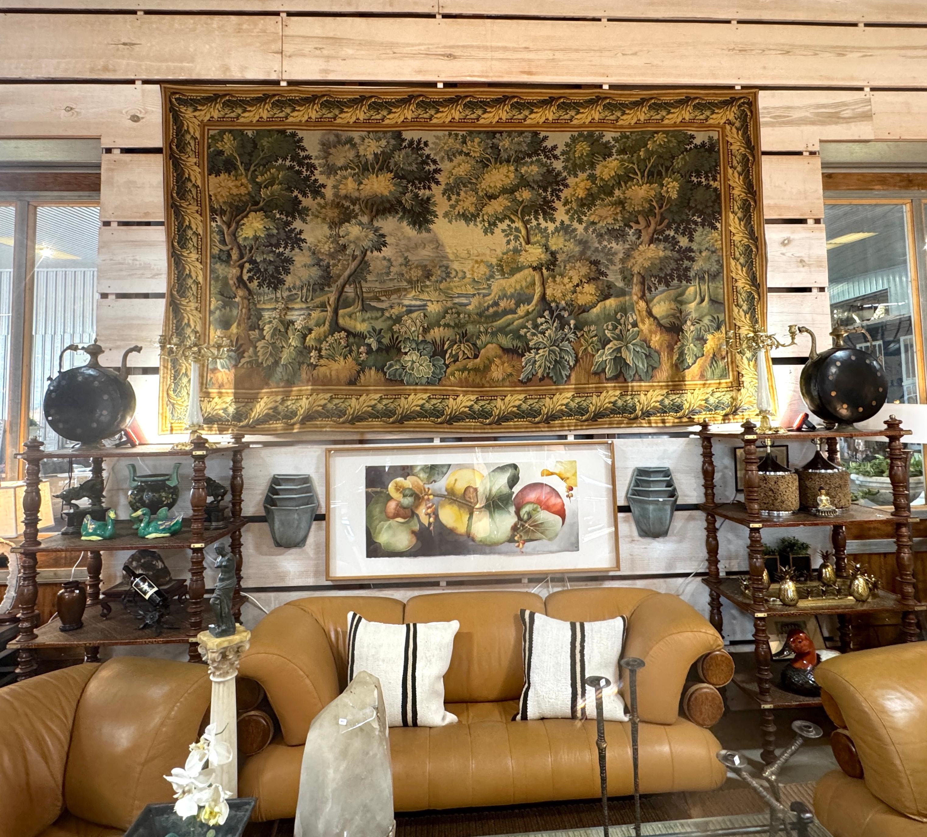 Baroque Monumental French Aubusson-Style Verdure Tapestry by Les Tapisseries d’Halluin For Sale