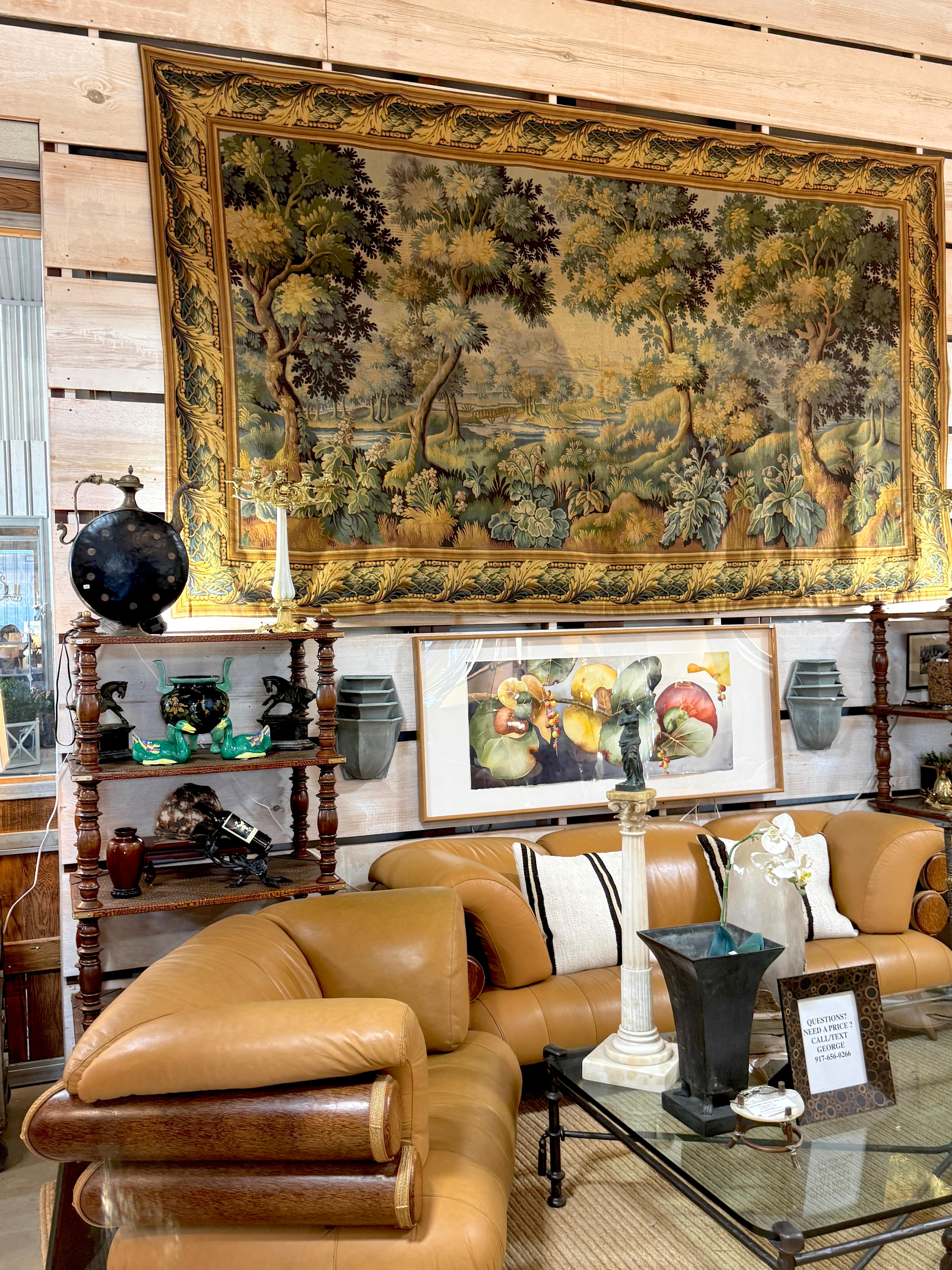 Dyed Monumental French Aubusson-Style Verdure Tapestry by Les Tapisseries d’Halluin For Sale