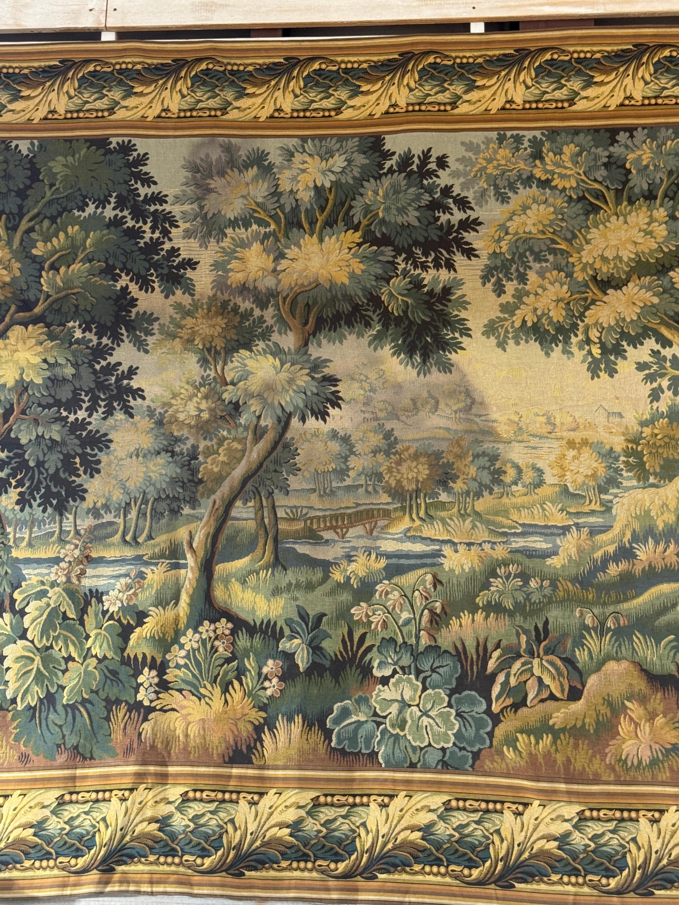 20th Century Monumental French Aubusson-Style Verdure Tapestry by Les Tapisseries d’Halluin For Sale