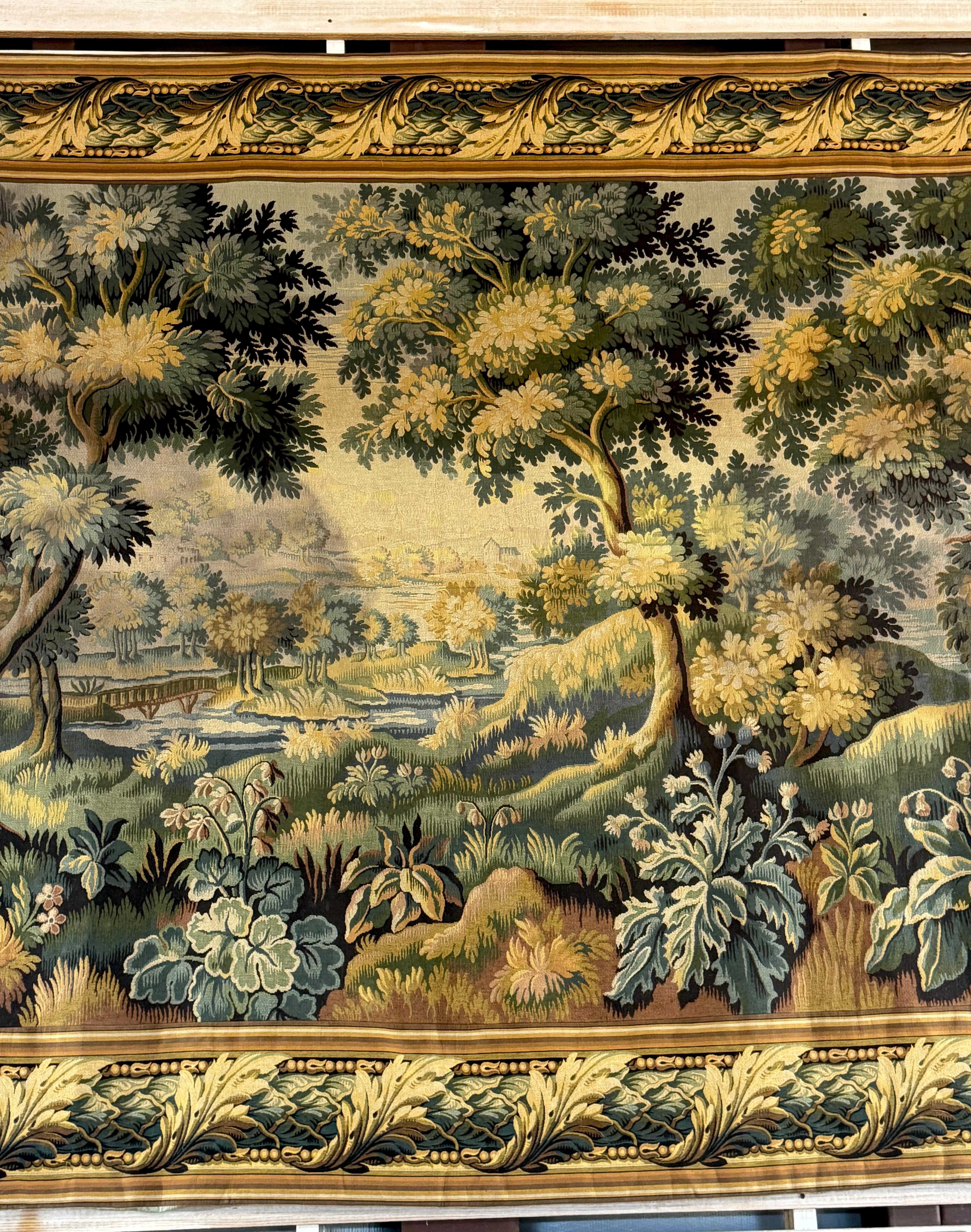Monumental French Aubusson-Style Verdure Tapestry by Les Tapisseries d’Halluin For Sale 1