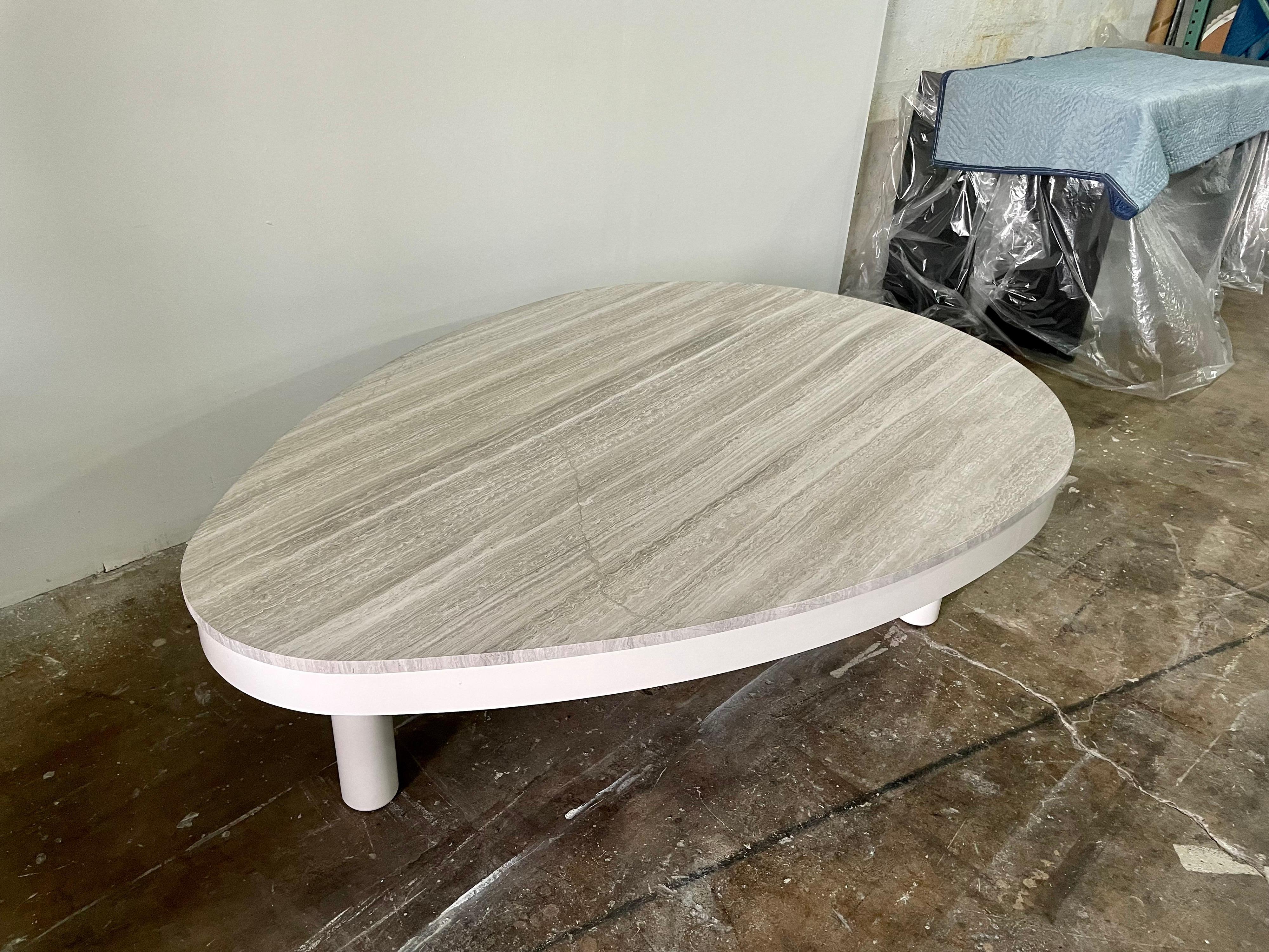Post-Modern Monumental French Biomorphic Cocktail Table w/ Marble Top For Sale