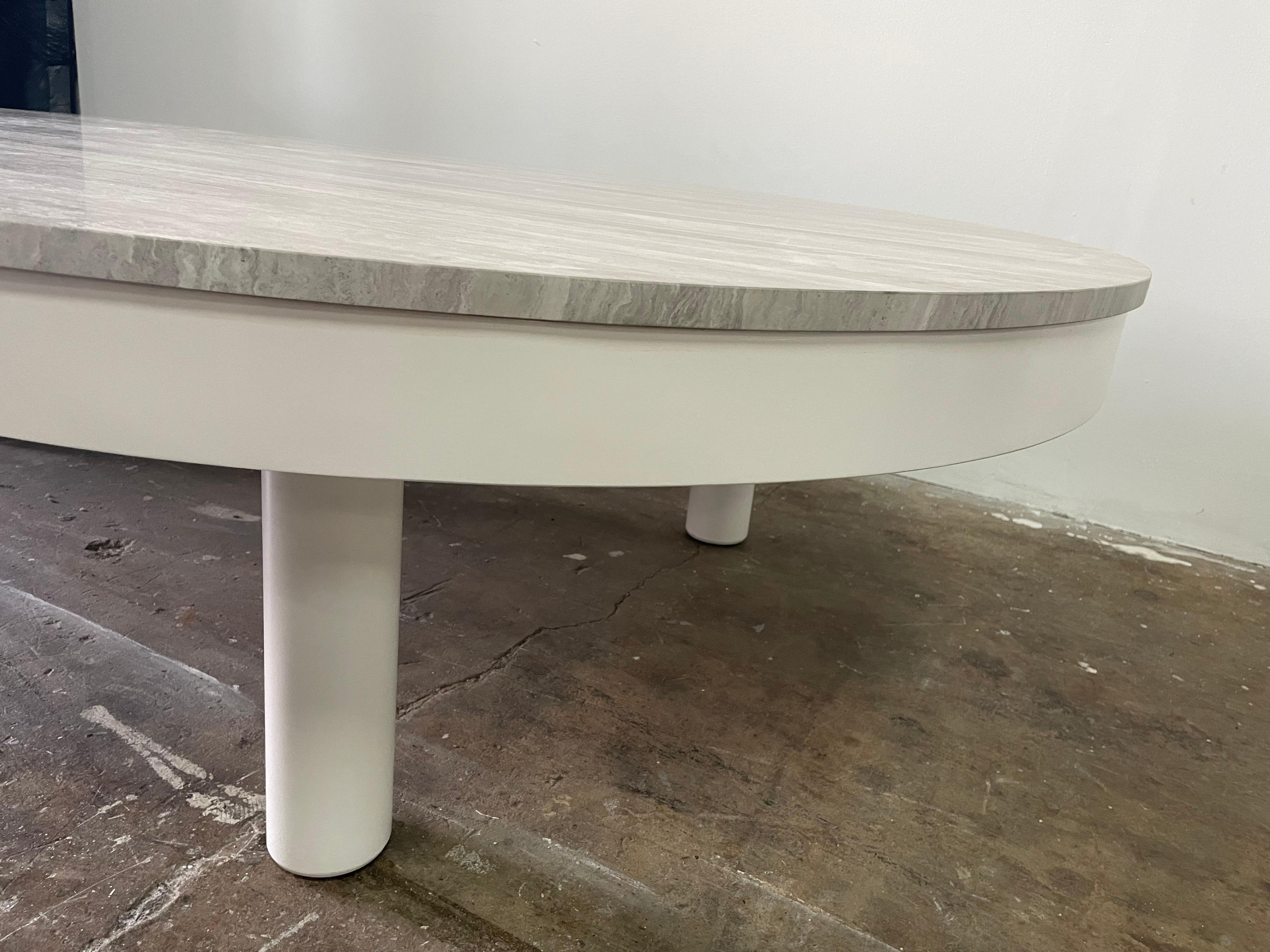 20th Century Monumental French Biomorphic Cocktail Table w/ Marble Top For Sale