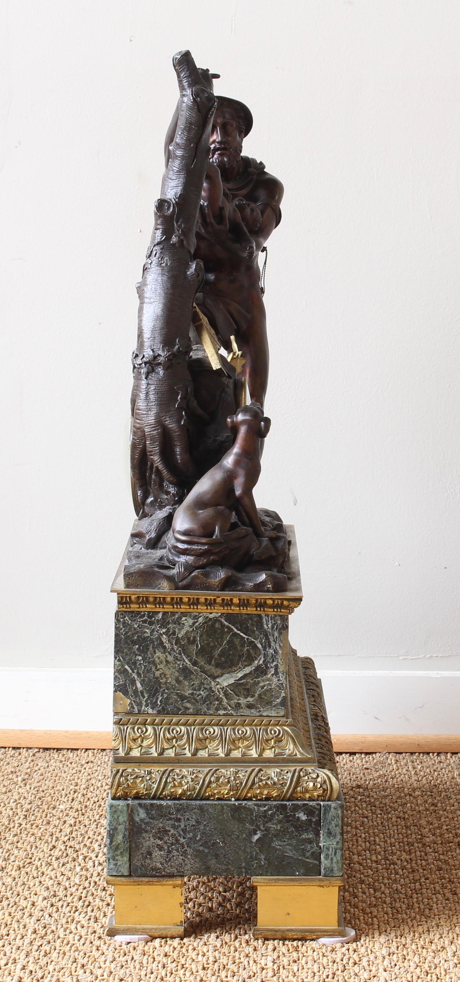Marble Monumental French Bronze Figural Clock