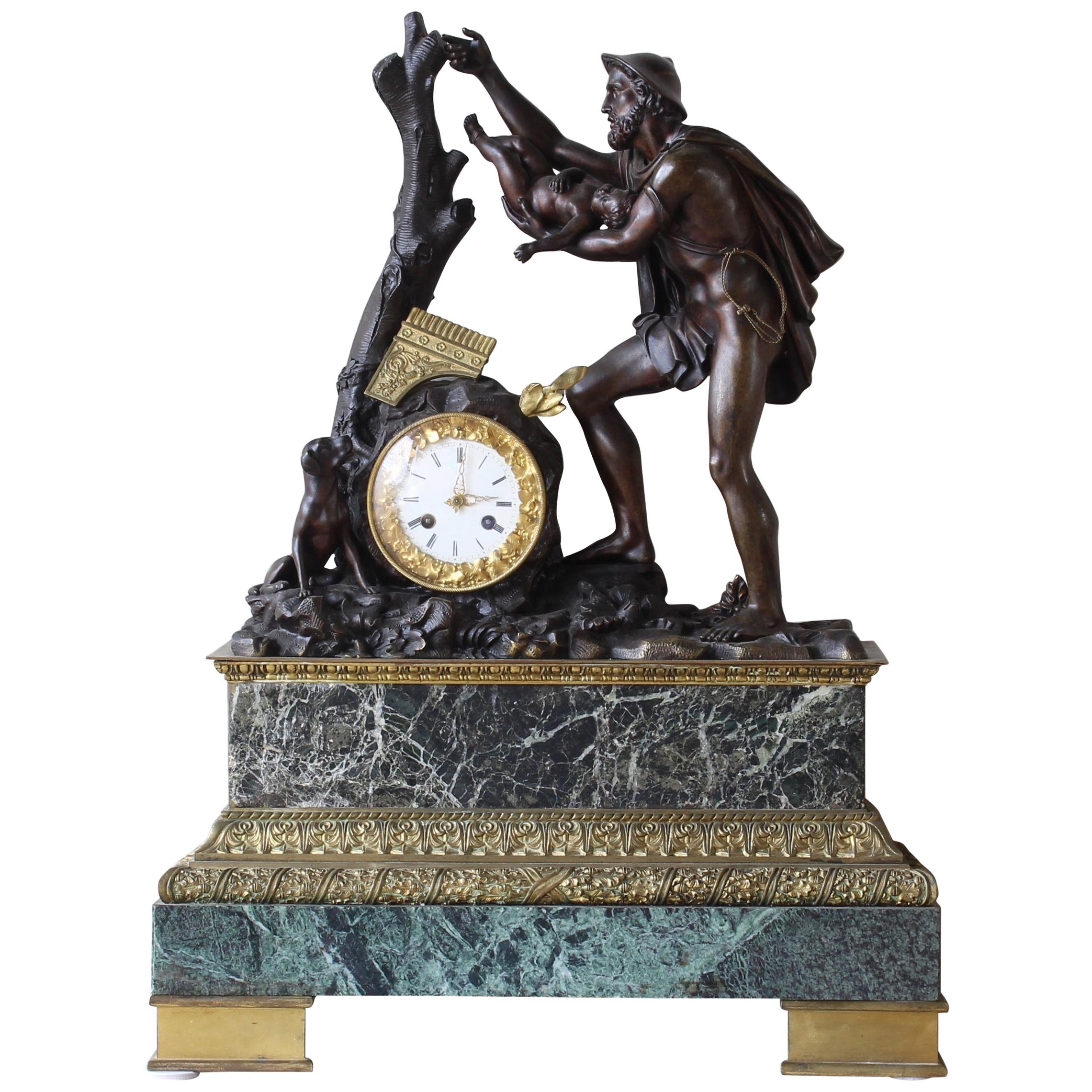 Monumental French Bronze Figural Clock