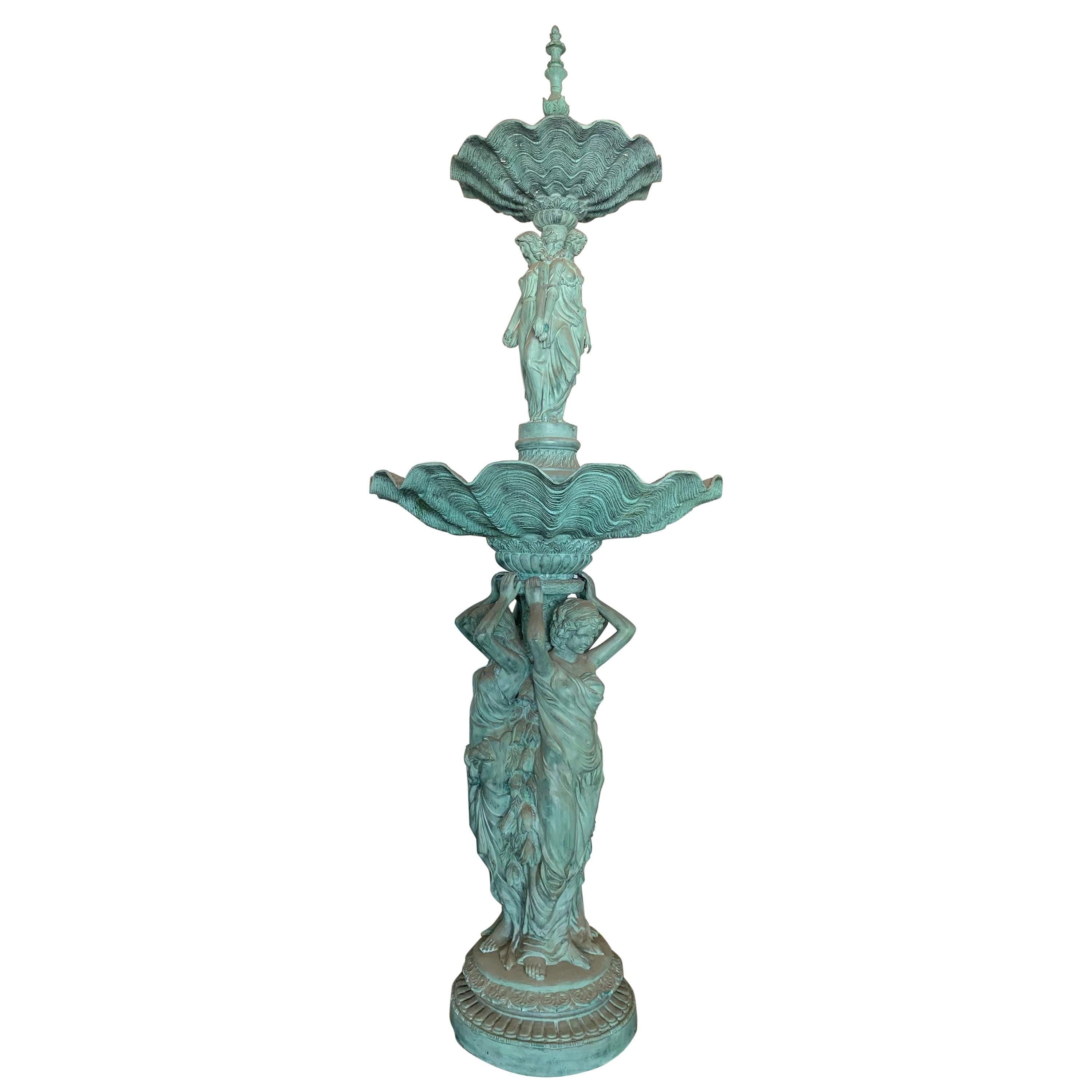 Monumental French Bronze Garden Fountain