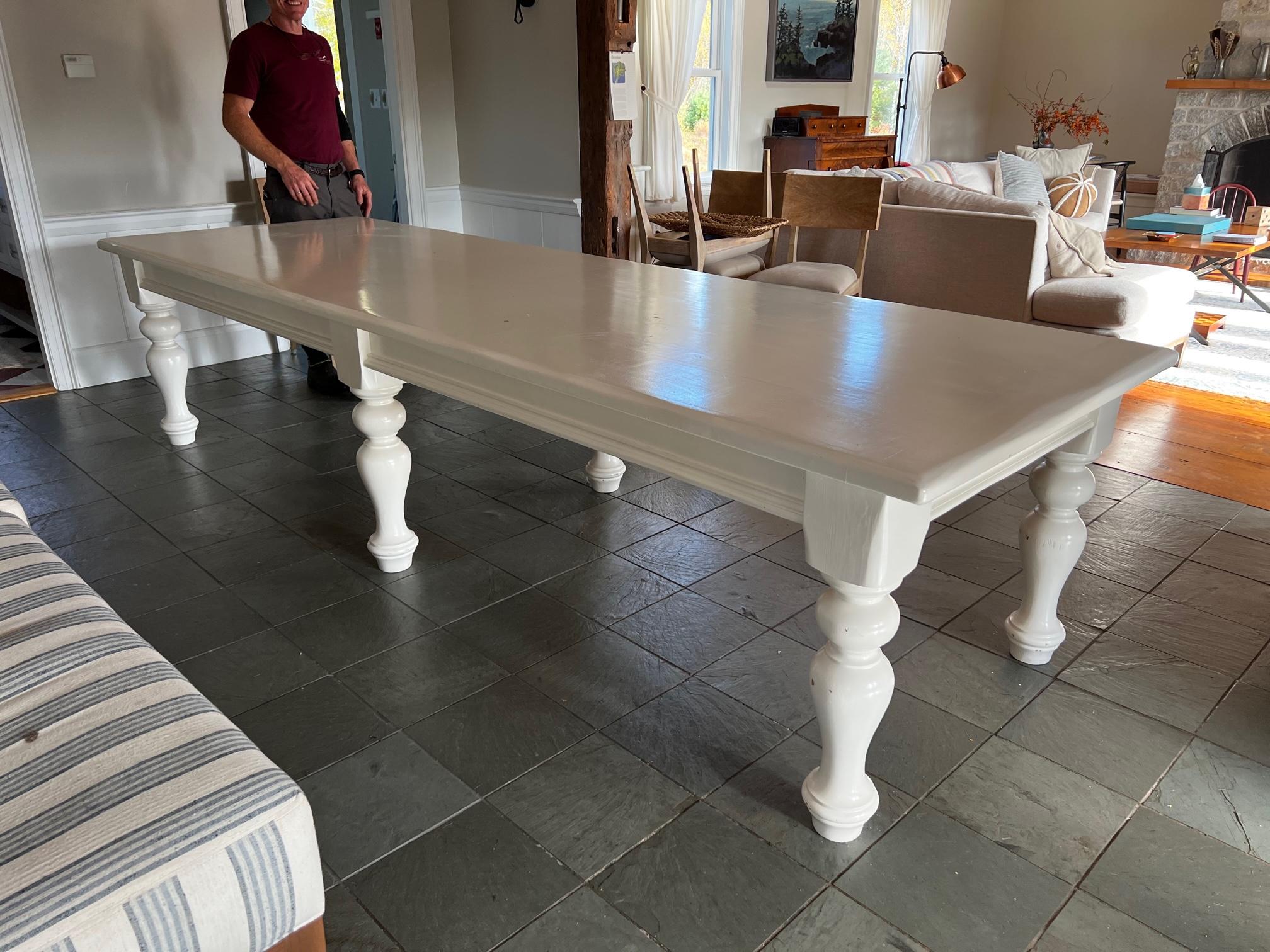 French Provincial Monumental French Country Style White Painted Farm Table For Sale