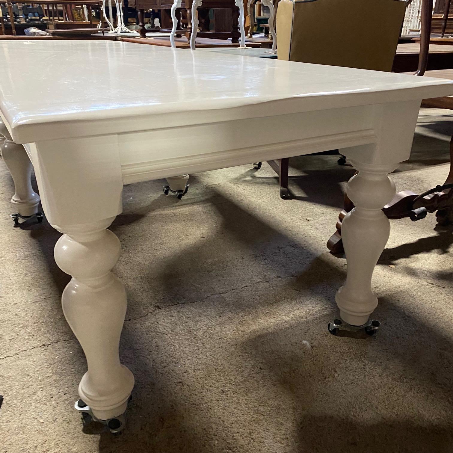 20th Century Monumental French Country Style White Painted Farm Table For Sale