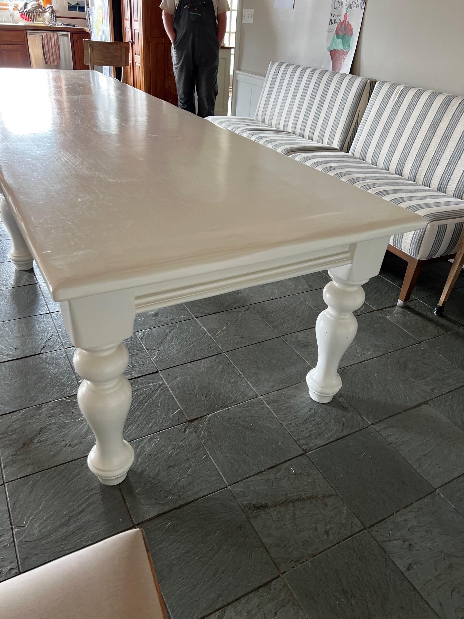 Monumental French Country Style White Painted Farm Table For Sale 2