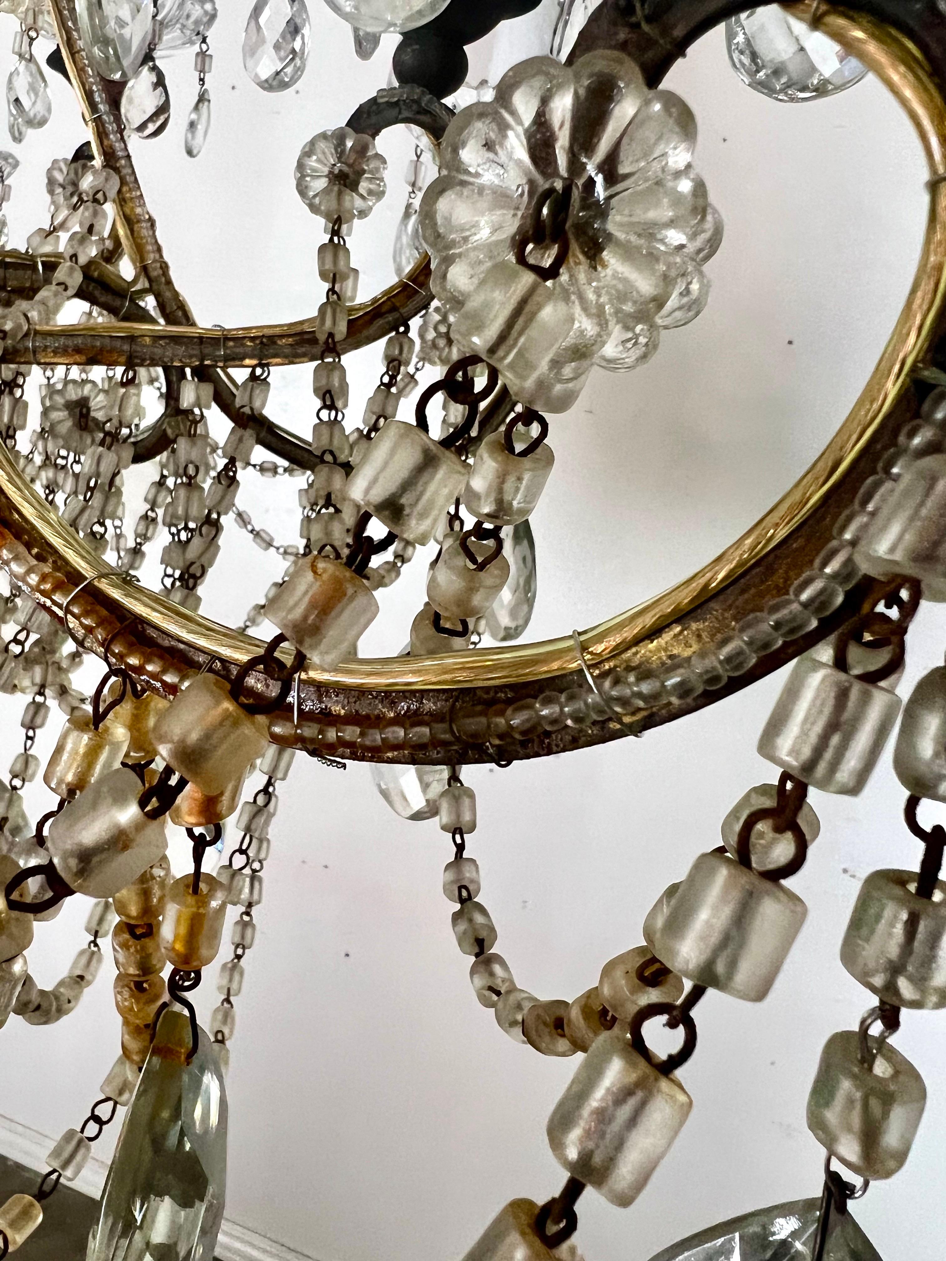 Monumental French Crystal Beaded Chandelier C. 1930's For Sale 6