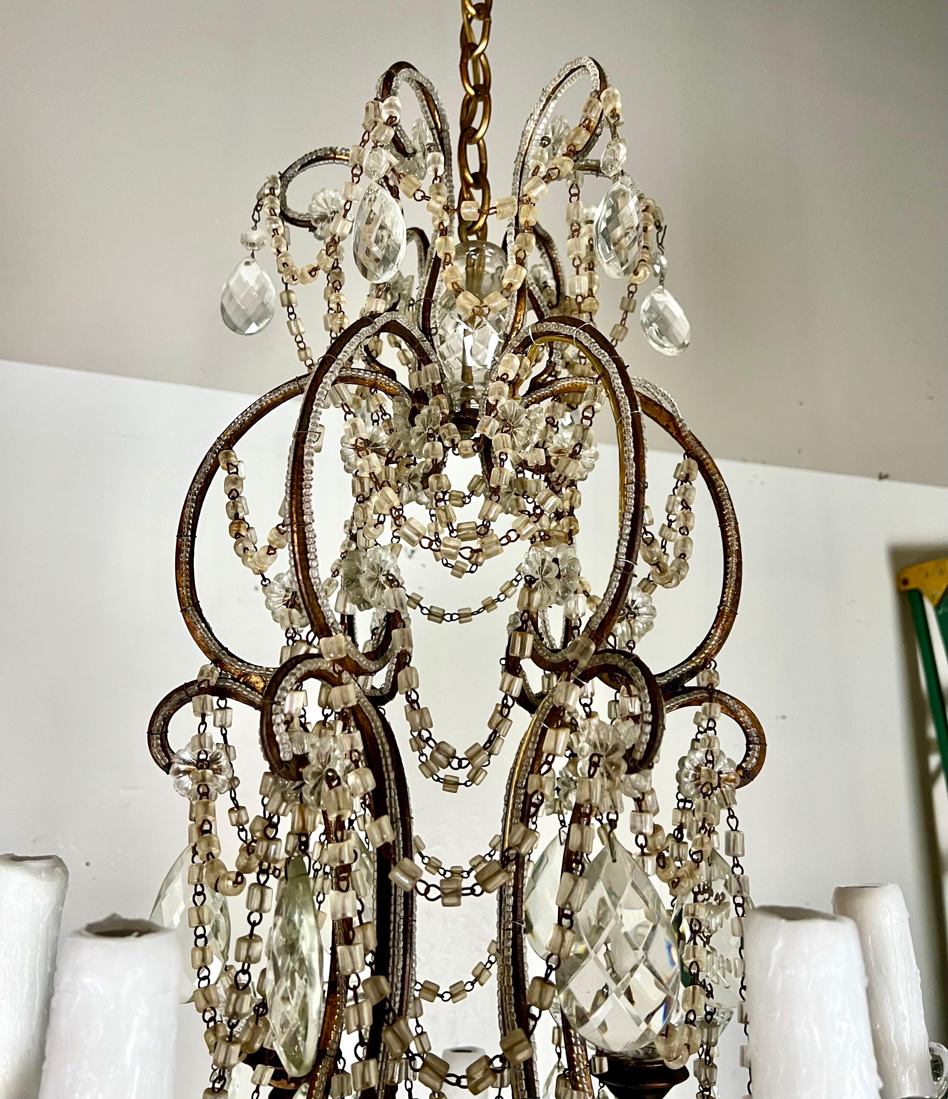 Monumental French Crystal Beaded Chandelier C. 1930's For Sale 3