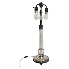 Monumental French Cut Crystal Column Table Lamp attr. to Baccarat, France 1905