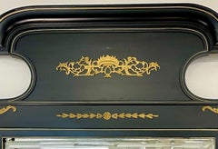 Monumental French Directoire Style Ebonized Mirror Beveled With Brass Accents