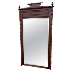 Monumental French Faux Bamboo Wall or Floor Mirror