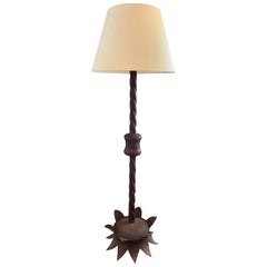 Monumental French Floor Lamp in Steel, 1930s