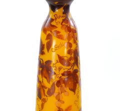 Monumental French Galle Art Nouveau Cameo Glass Vase – Grapevine Motif