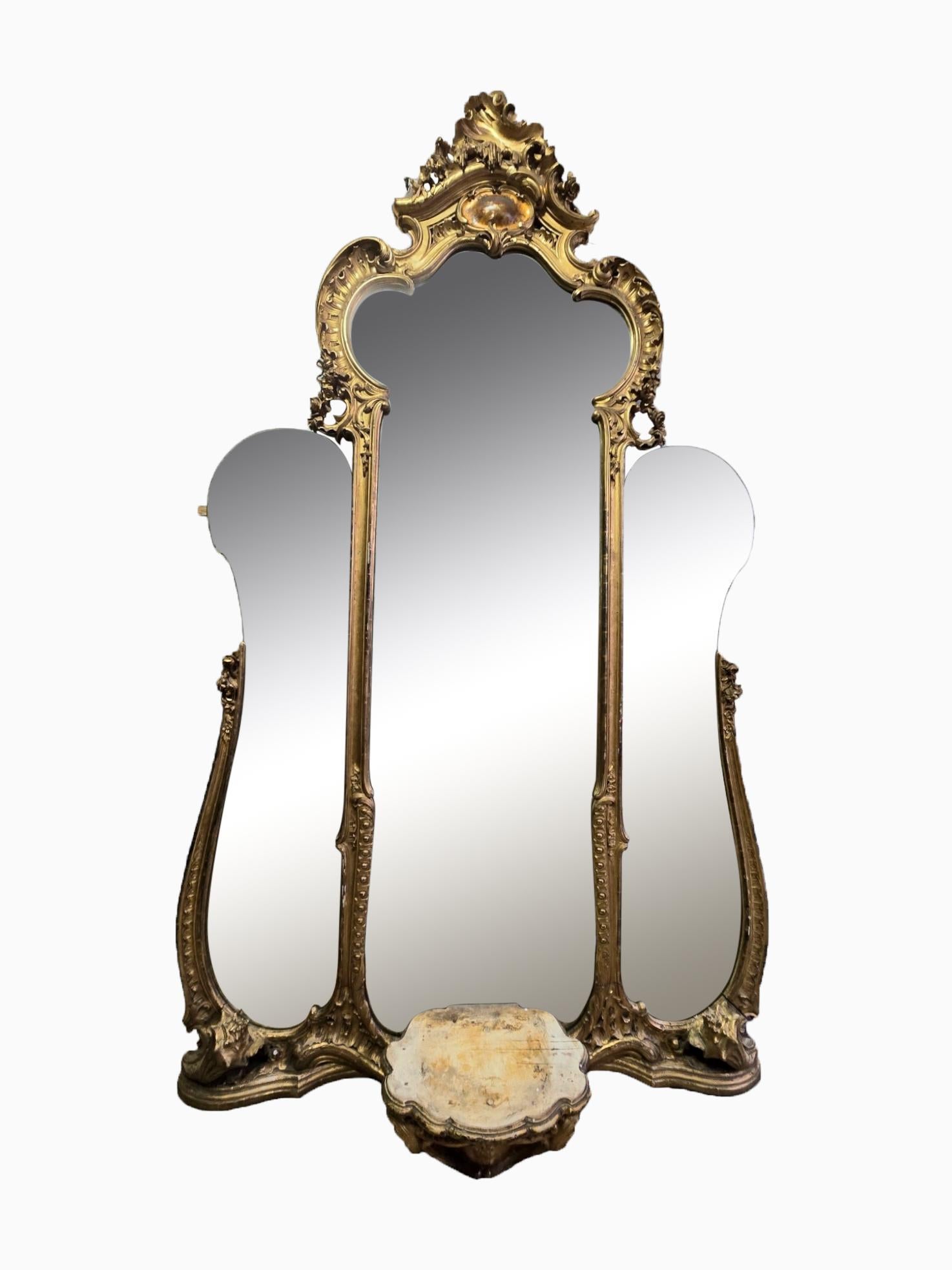 Fruitwood Monumental French Gilded Wood Mirror - A Historical Masterpiece of Luxury For Sale