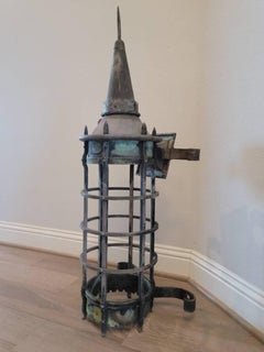 Monumental French Gothic Antique Lantern Outdoor Wall Light