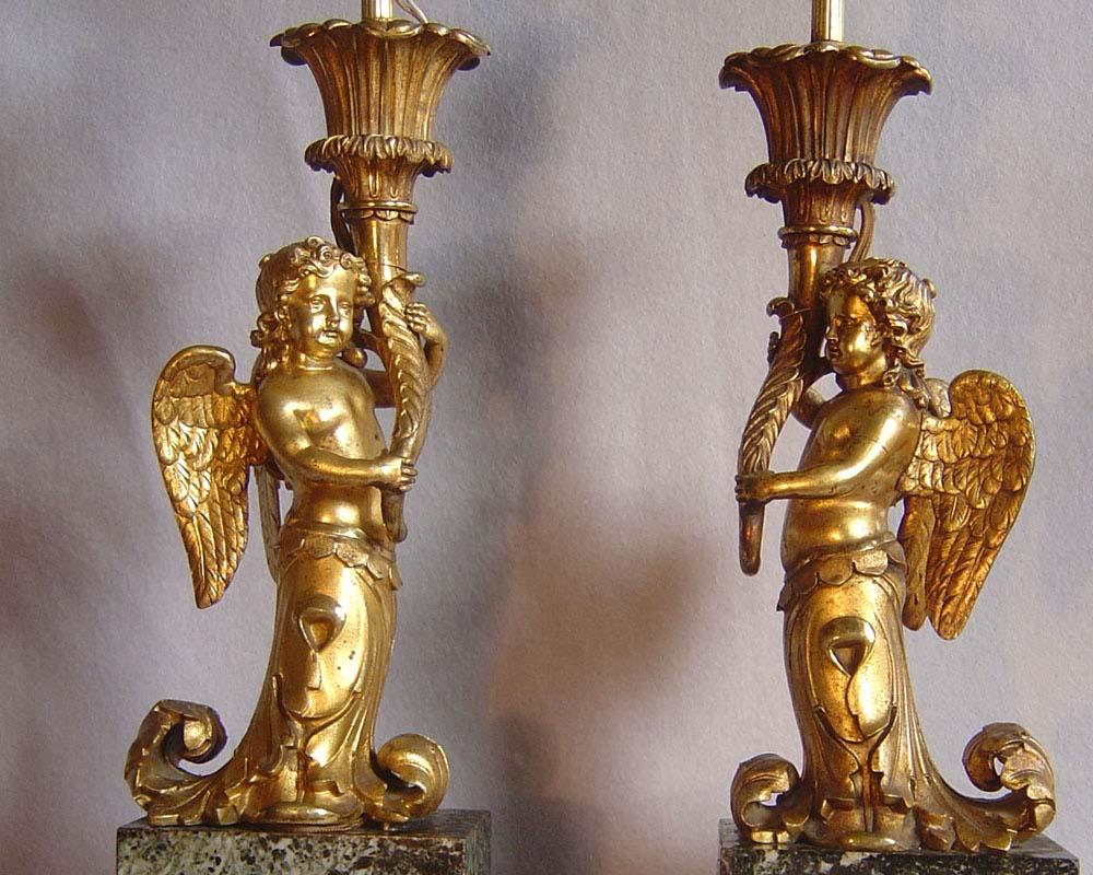 Napoléon III Monumentales lampes françaises de la fin du XIXe siècle en marbre et ormolu en vente