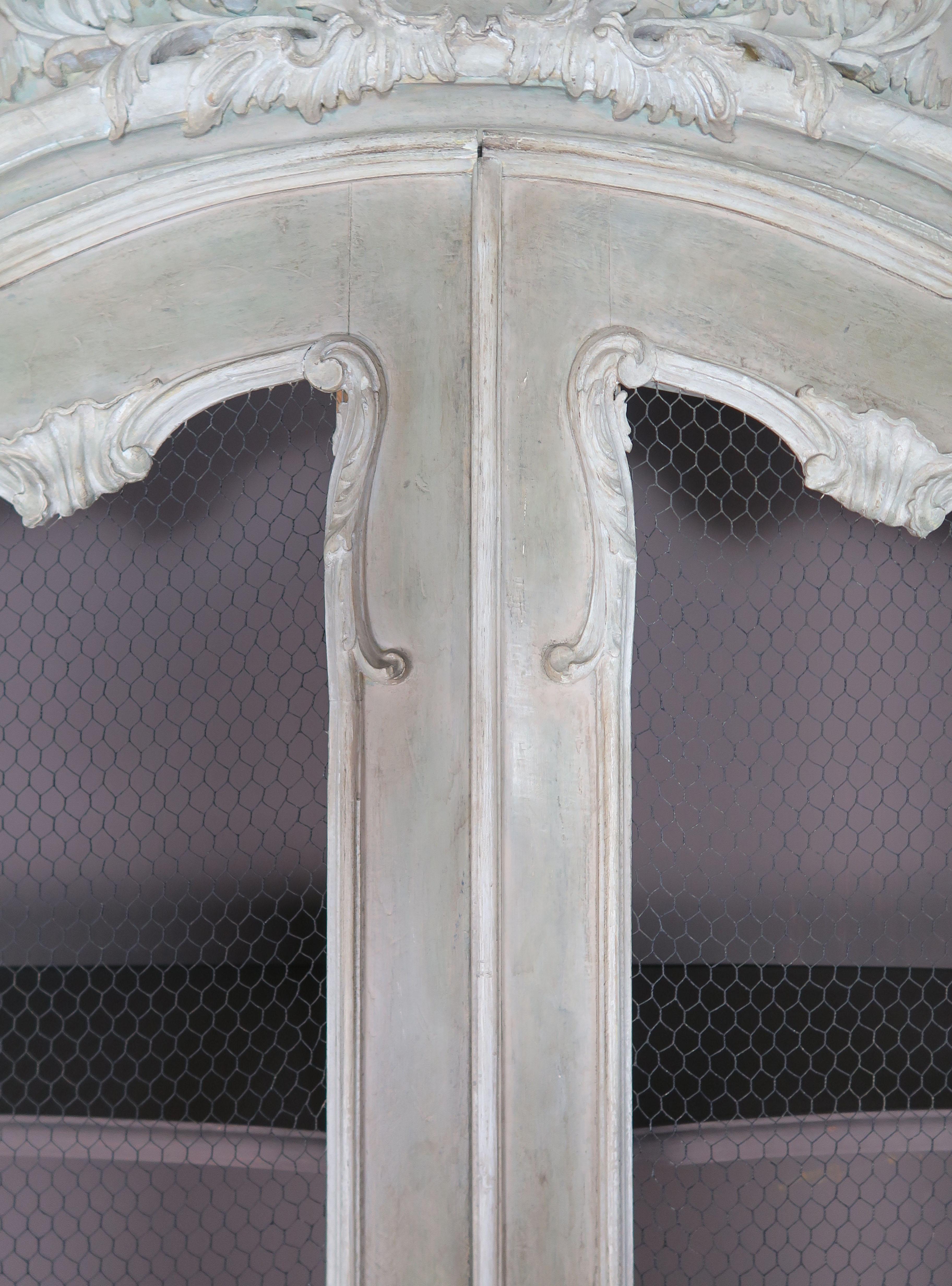 Monumental French Louis XV Style Painted Cabinet, circa 1940 In Distressed Condition In Los Angeles, CA