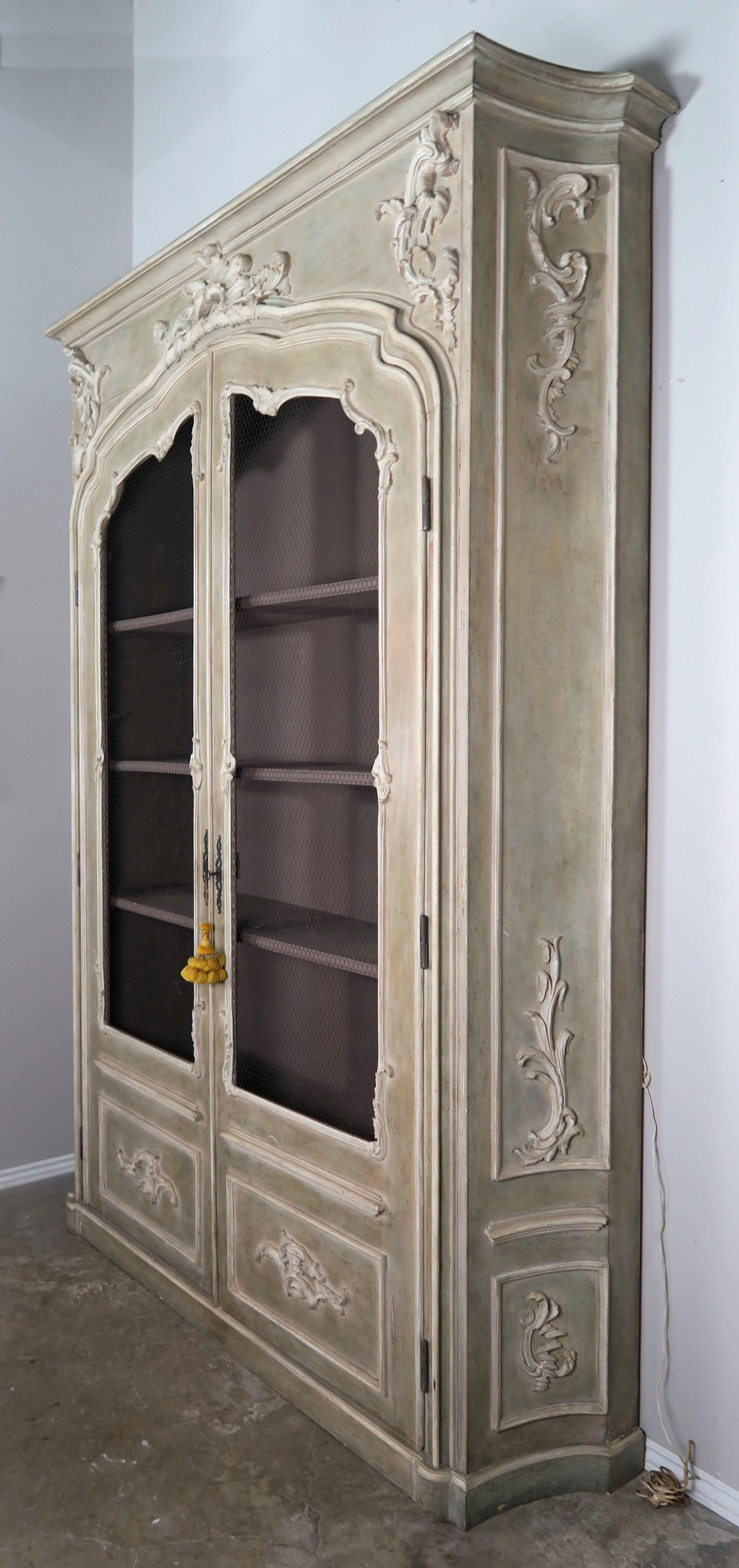 Wire Monumental French Louis XV Style Painted Cabinet, circa 1940