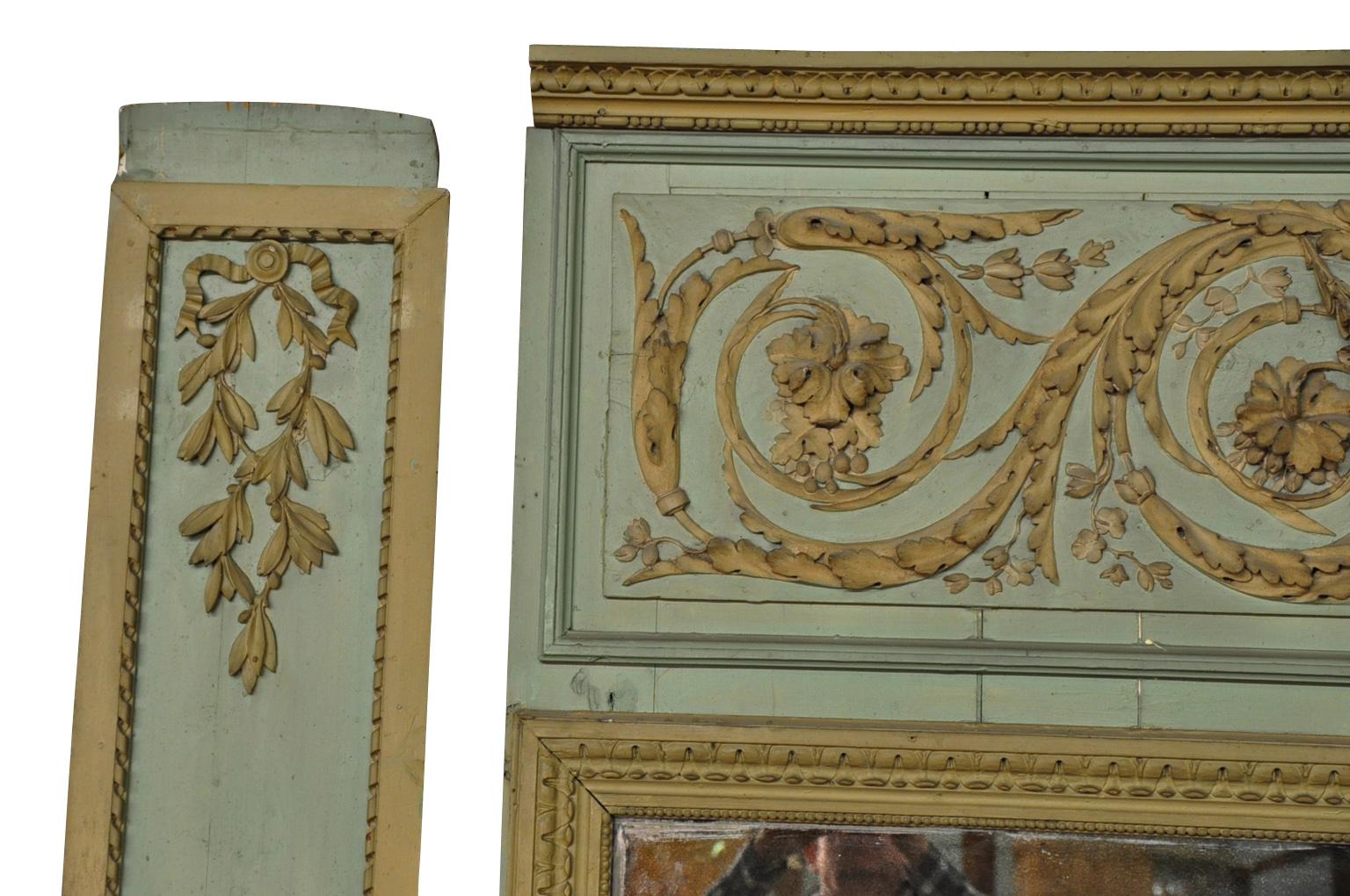 Polychromed Monumental French Louis XVI Period Trumeau For Sale