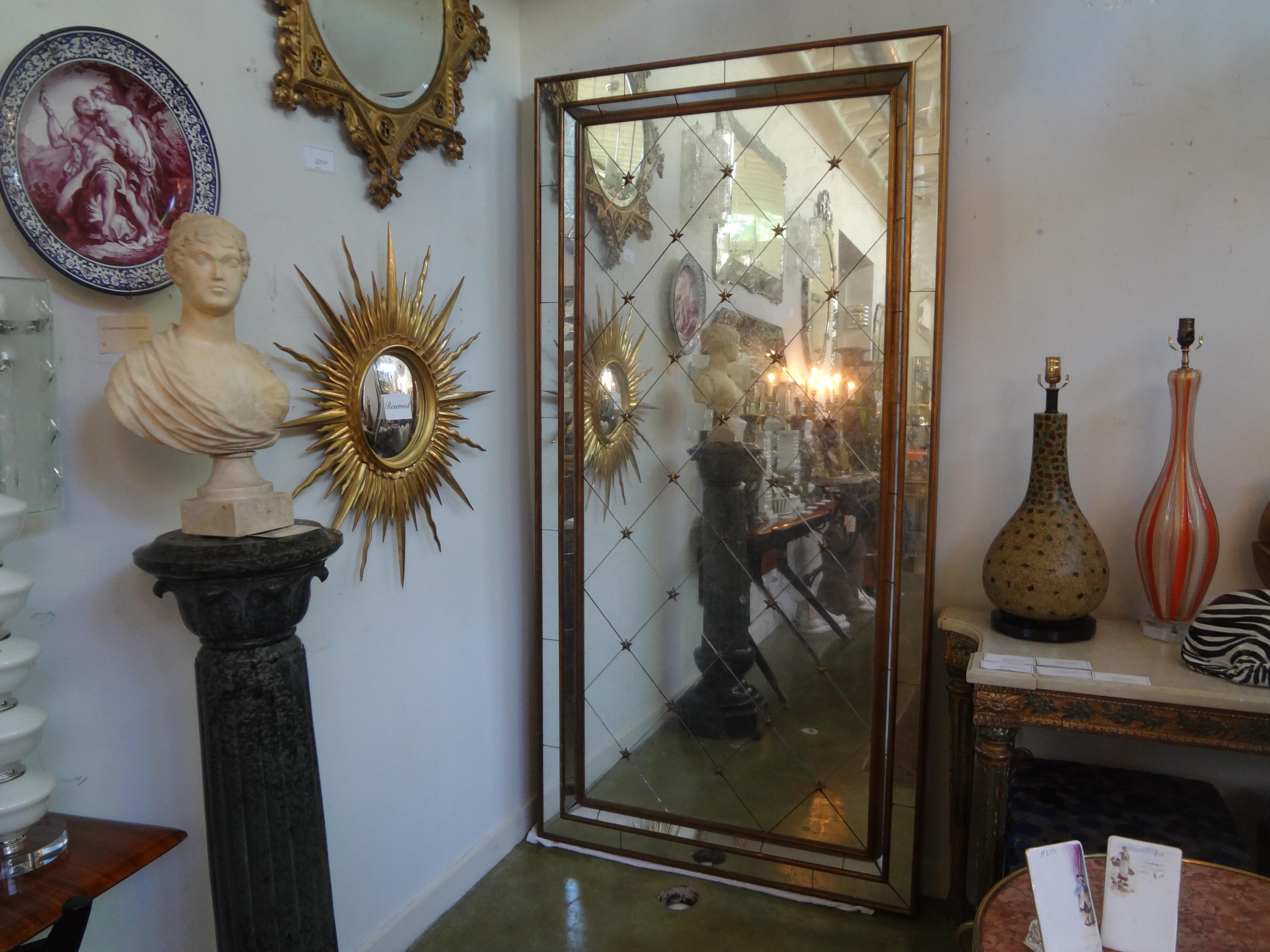 Gilt Monumental French Maison Jansen Style Mirror For Sale