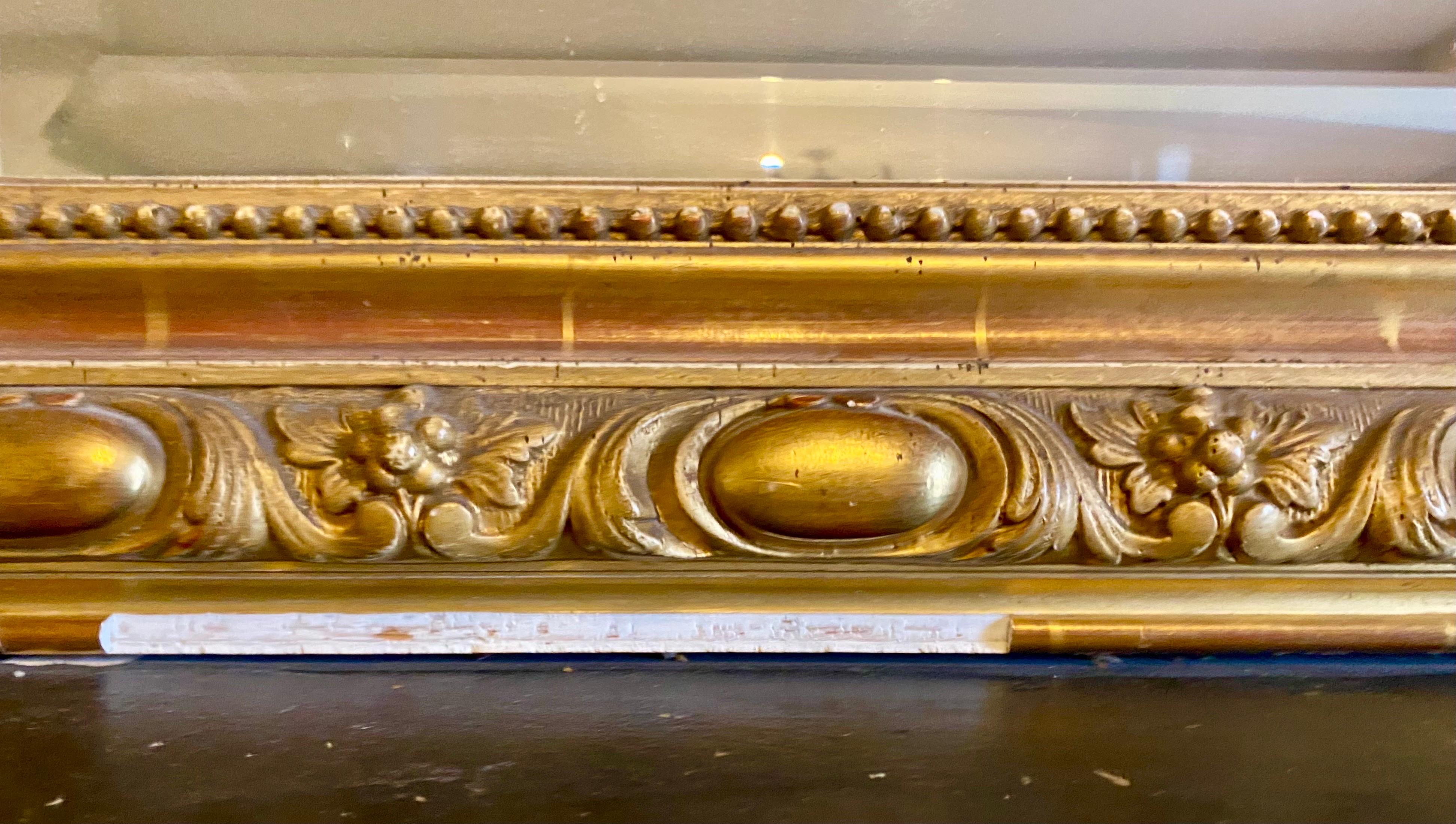 Glass Monumental French Mirror Gilded with Gold Leaf Louis XV Style, Xixth France For Sale