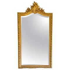 Monumentale specchio francese dorato a foglia d'oro in stile Luigi XV, Francia del XVI secolo