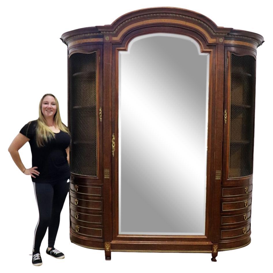 Monumental French Mirrored Louis XVI Directoire Armoire Curca 1890s For Sale