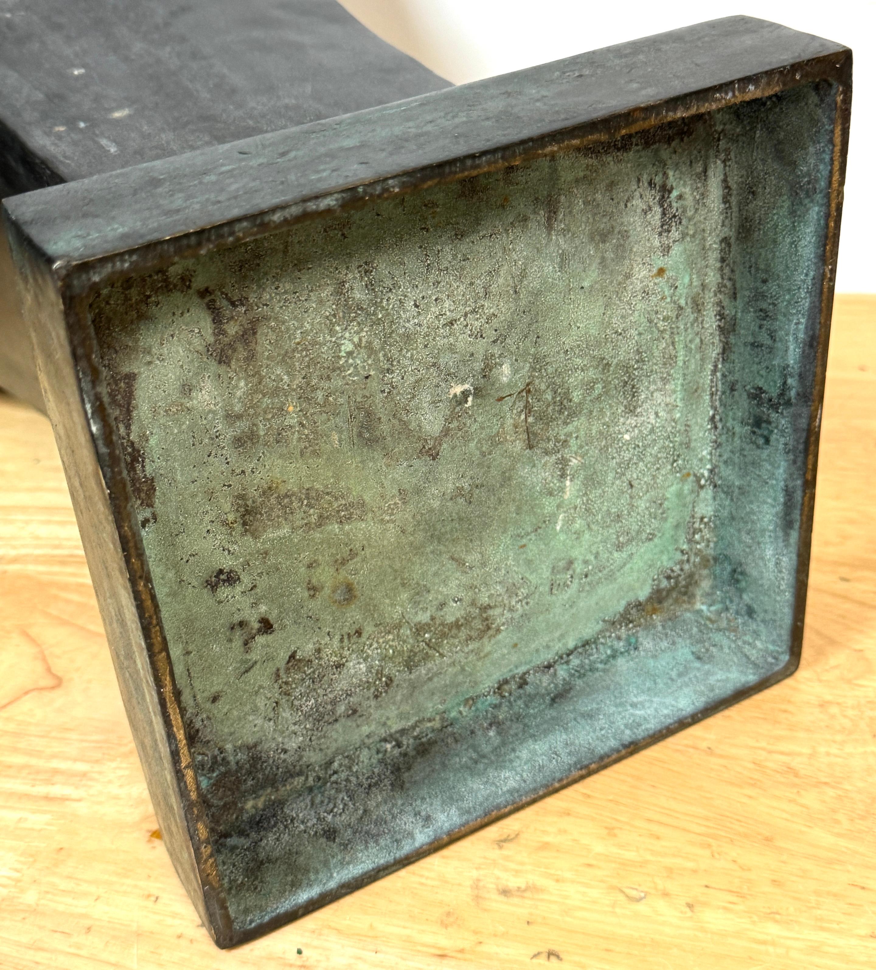 Monumental French Moderne Verdigris Bronze Vase , Manner of Gilbert Poillerat For Sale 11