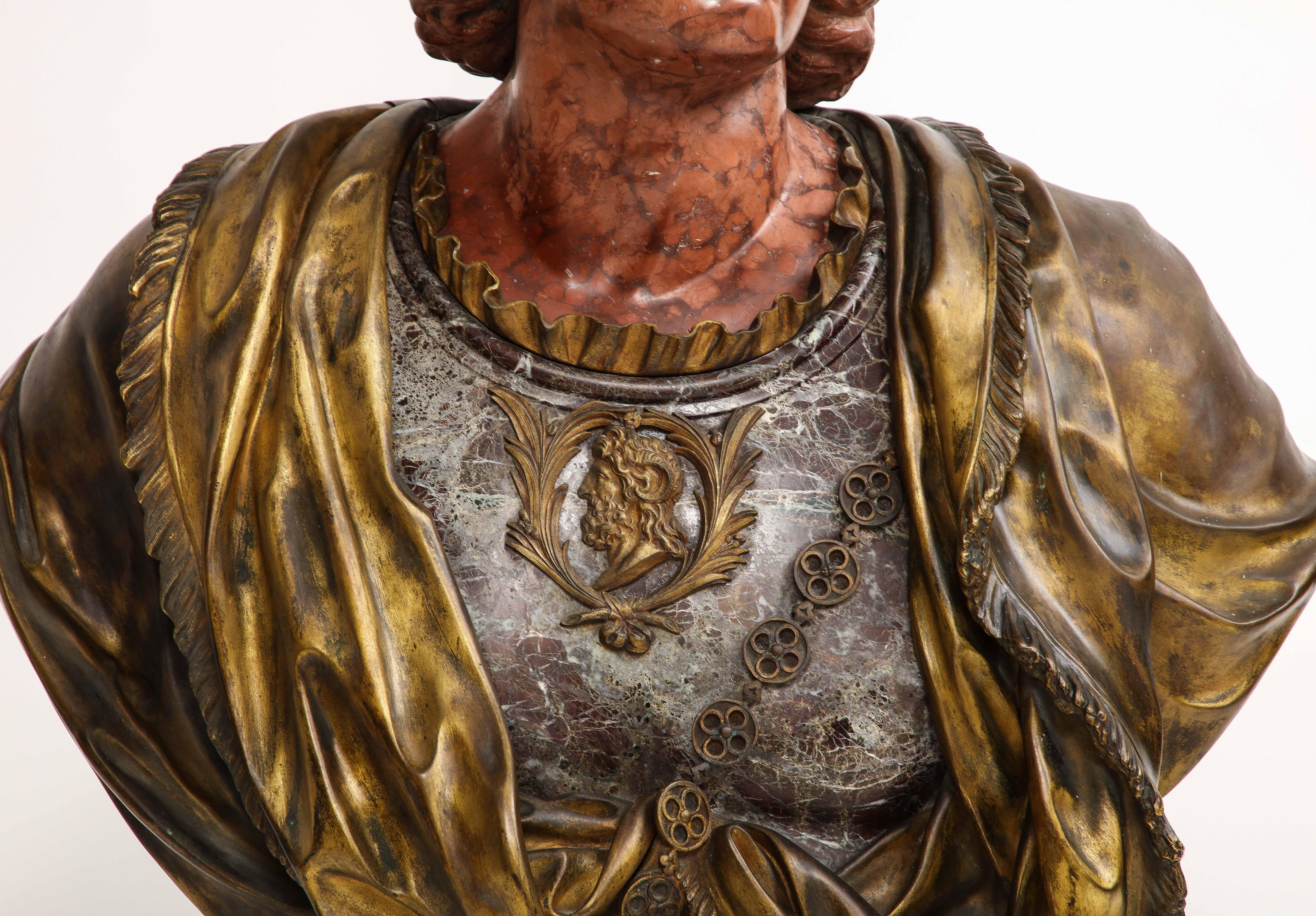 Buste monumental en bronze doré d'Alexander The Great, F. Girardon, années 1800 en vente 9