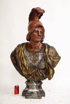 Monumental French Ormolu Mted Bust of Alexander The Great, F. Girardon, 1800s
