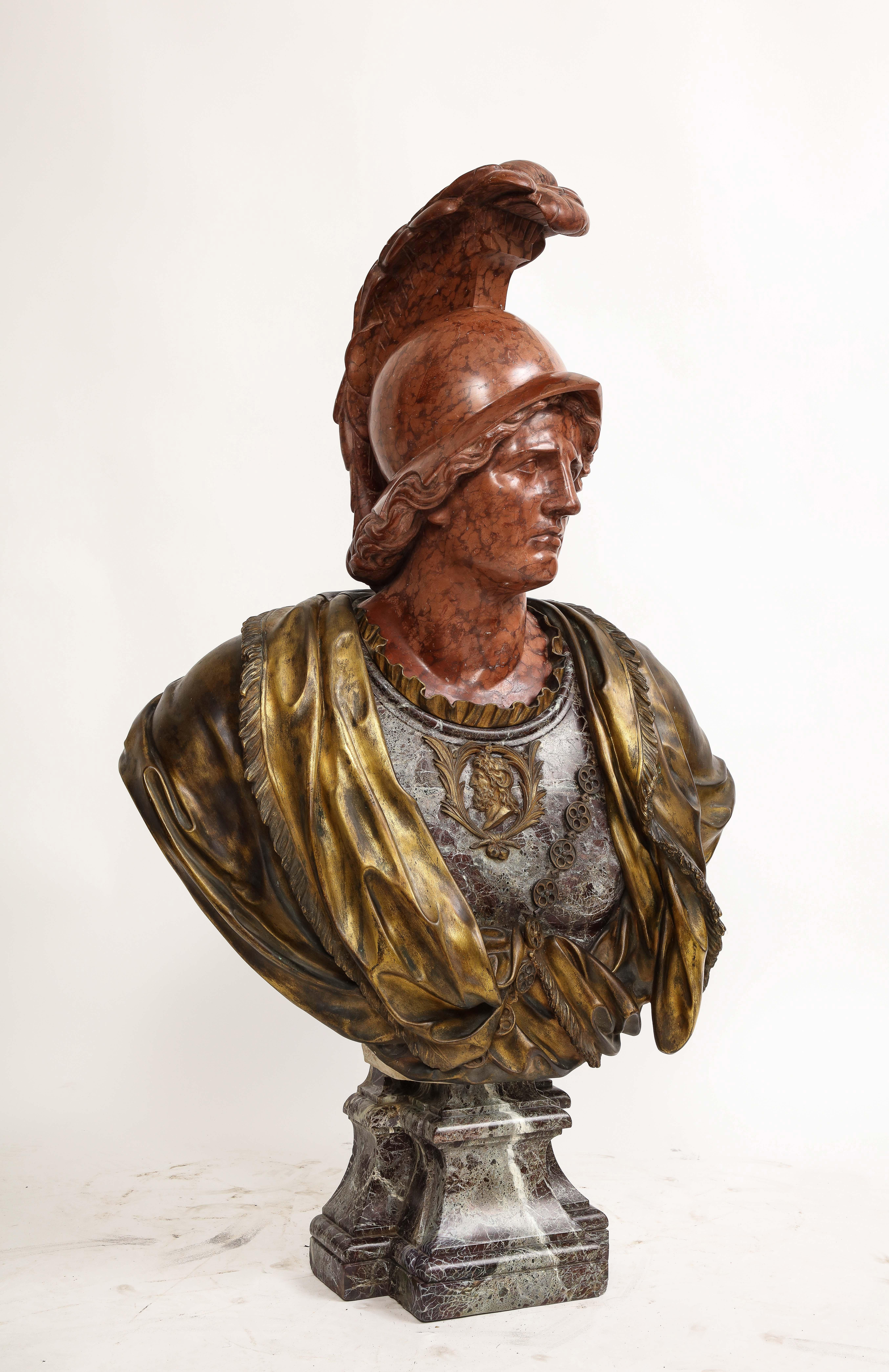 Louis XVI Monumental French Ormolu Mted Bust of Alexander The Great, F. Girardon, 1800s For Sale