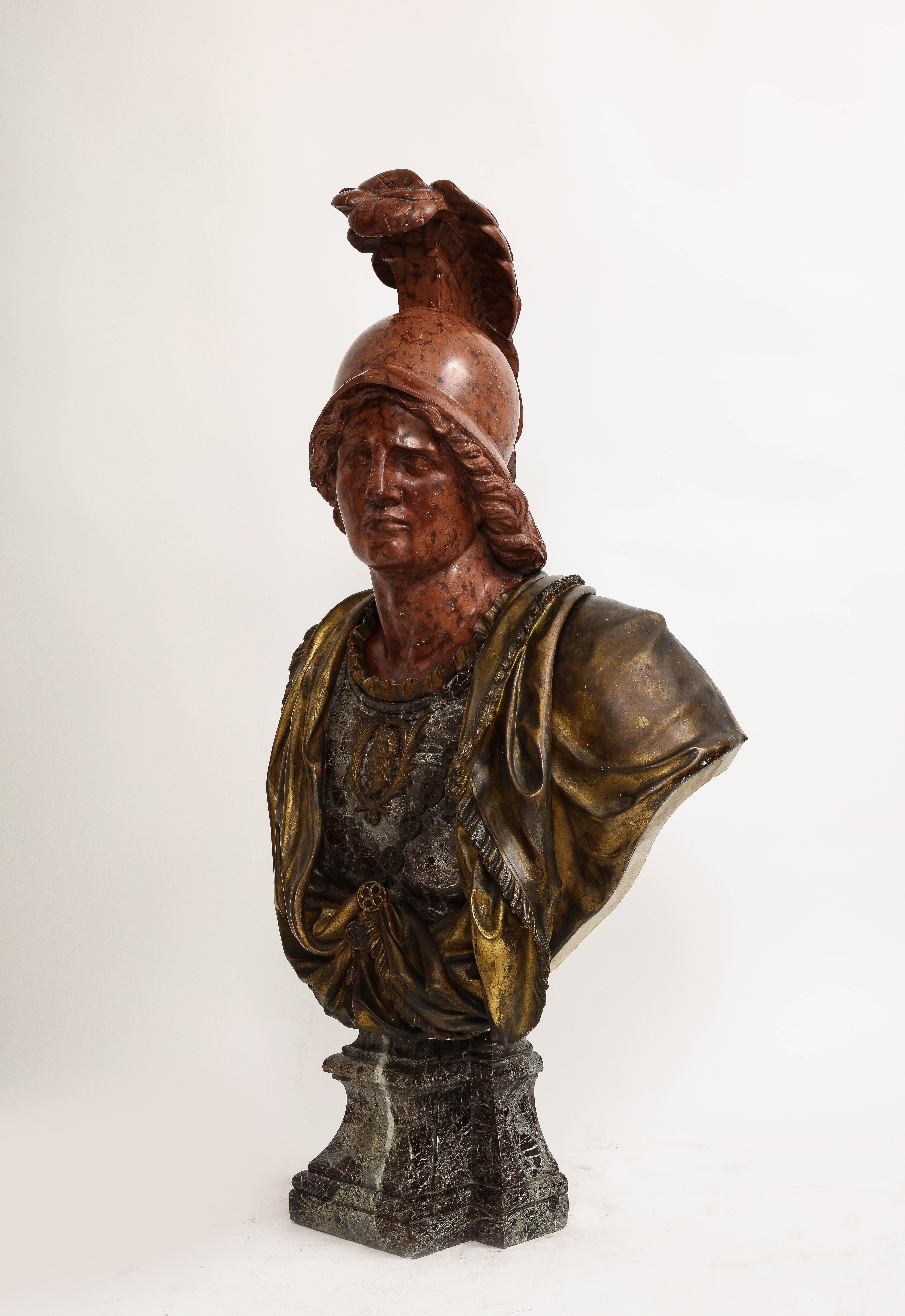 Hand-Carved Monumental French Ormolu Mted Bust of Alexander The Great, F. Girardon, 1800s For Sale