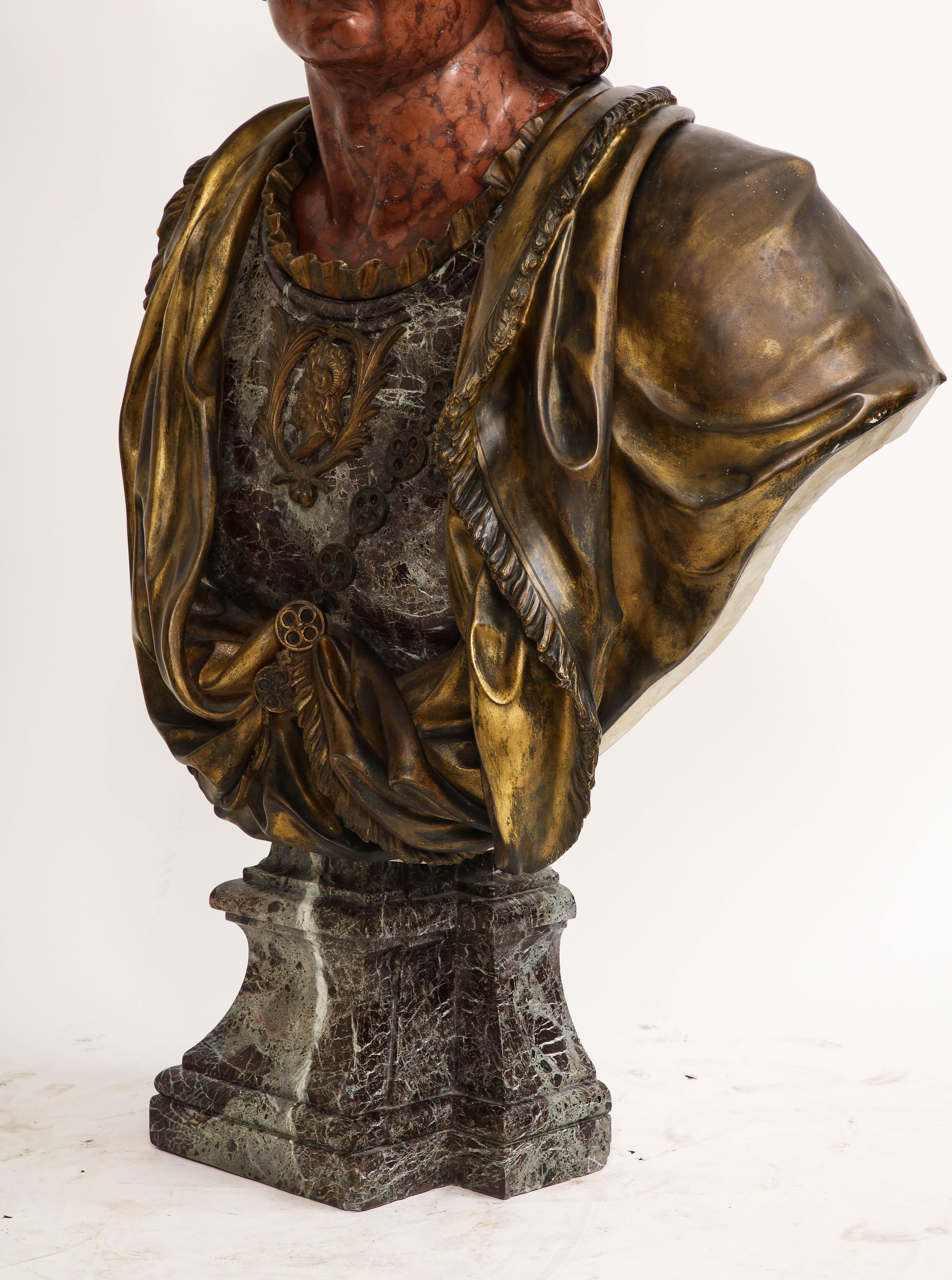Monumental French Ormolu Mted Bust of Alexander The Great, F. Girardon, 1800s For Sale 1