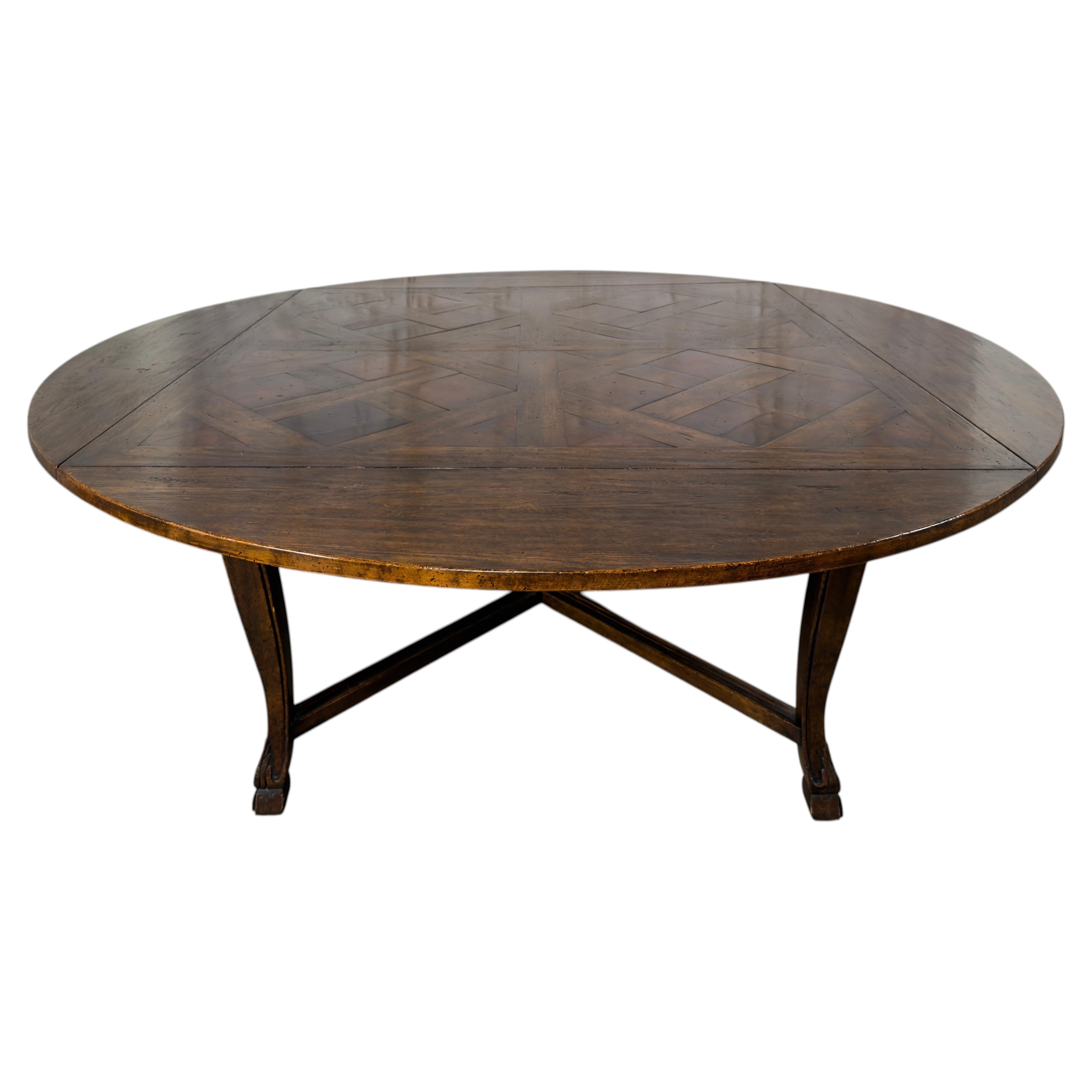 Monumental French Parquet of Versailles Convertible Dining Table For Sale