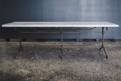 Monumental French Pâtisserie Marble & Forged Iron Tables, c. 1900