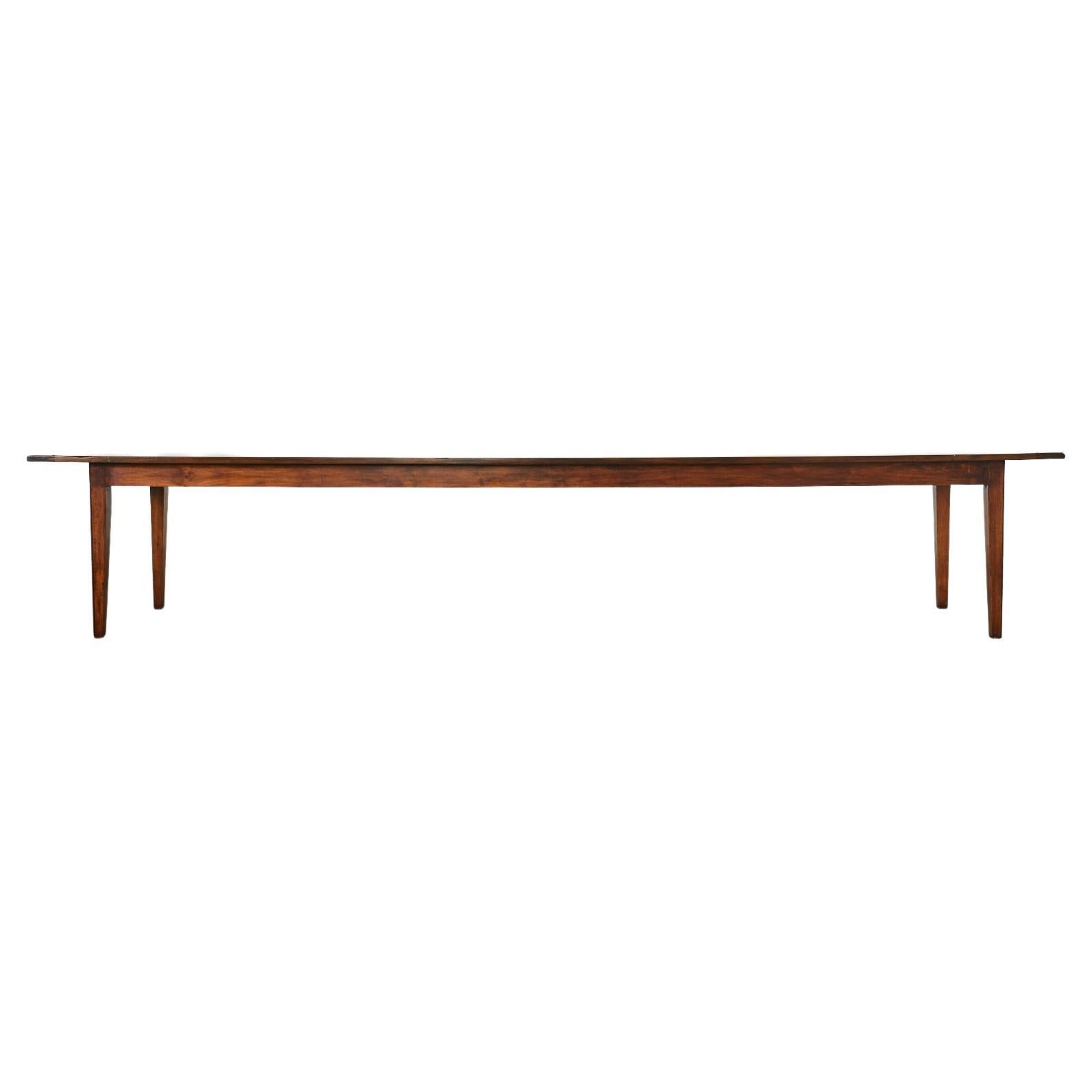Monumental French Provincial Style Walnut Farmhouse Dining Table For Sale