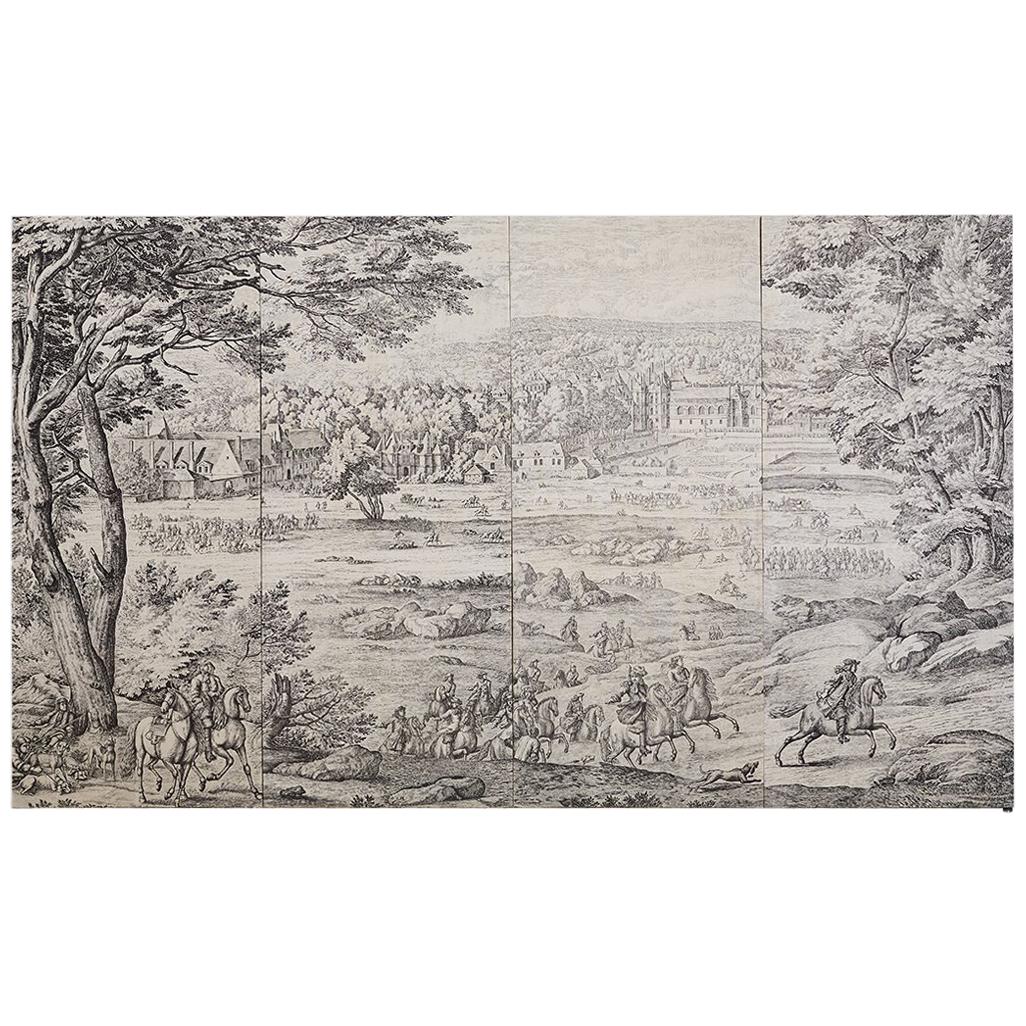 Monumental French Provincial Toile de Jouy Textile Panels