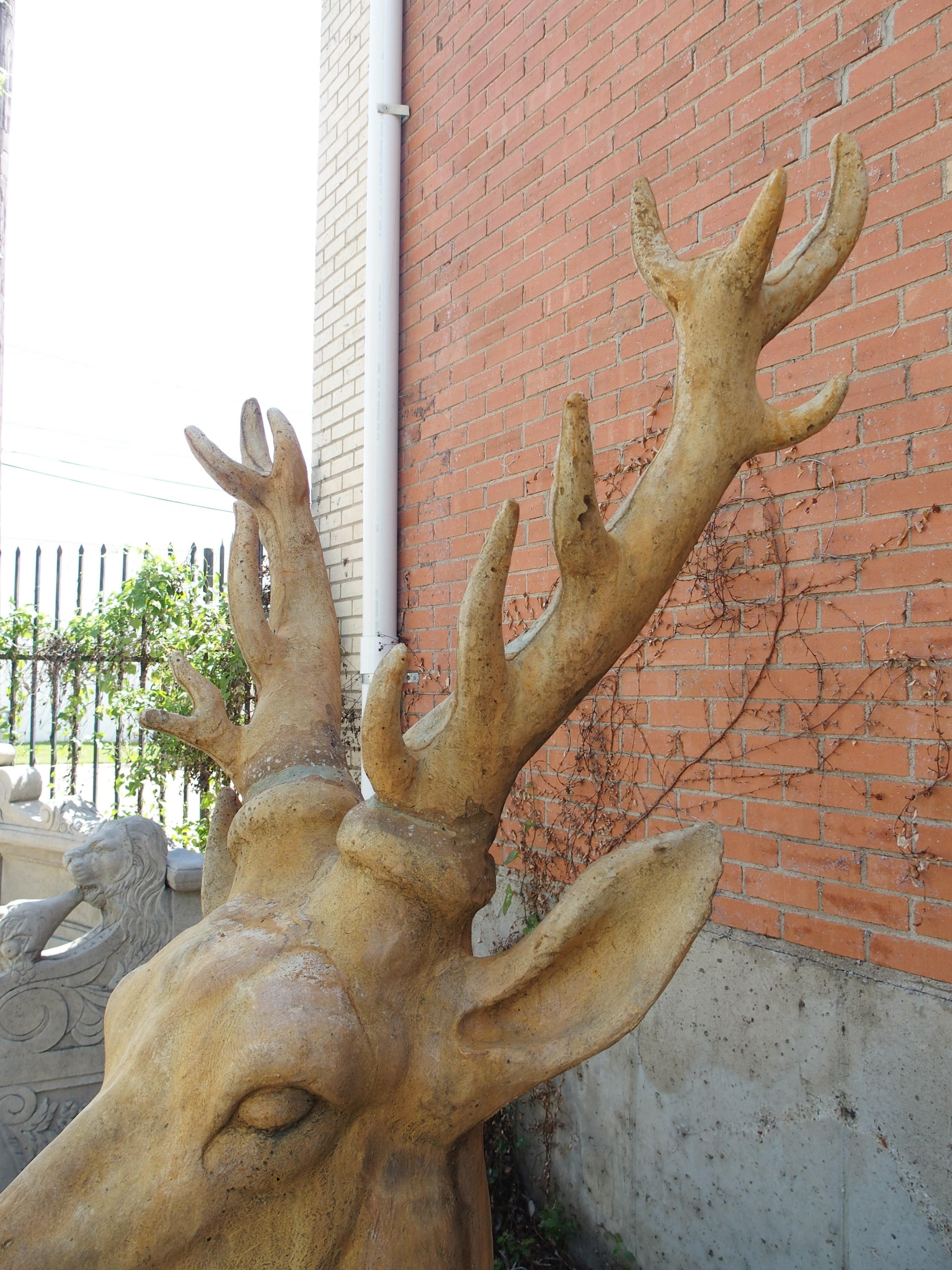 Contemporary Monumental French Recumbent Garden Stag in Cast Stone