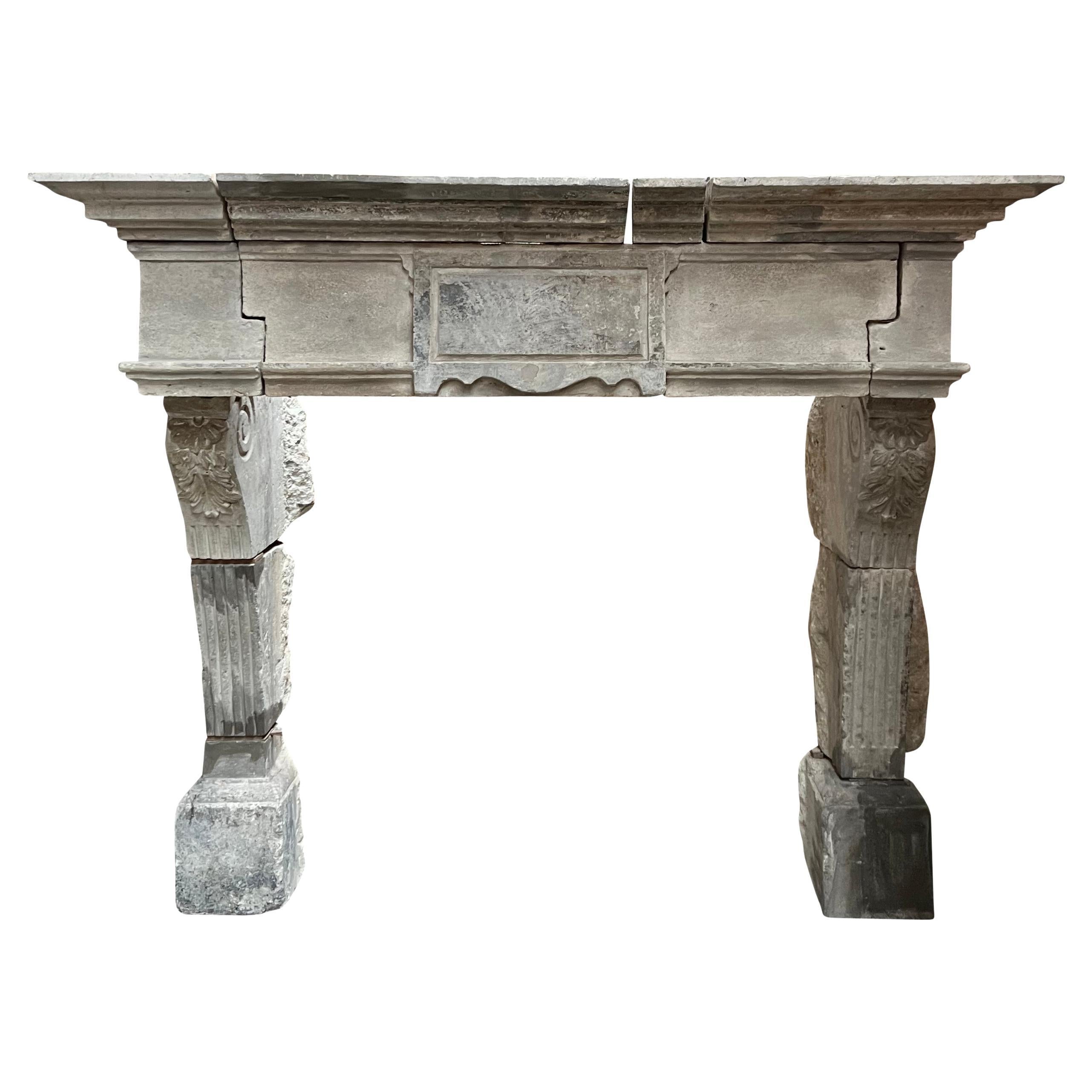 Monumentale camino da castello rinascimentale francese - Stipiti a volute e acanto in vendita