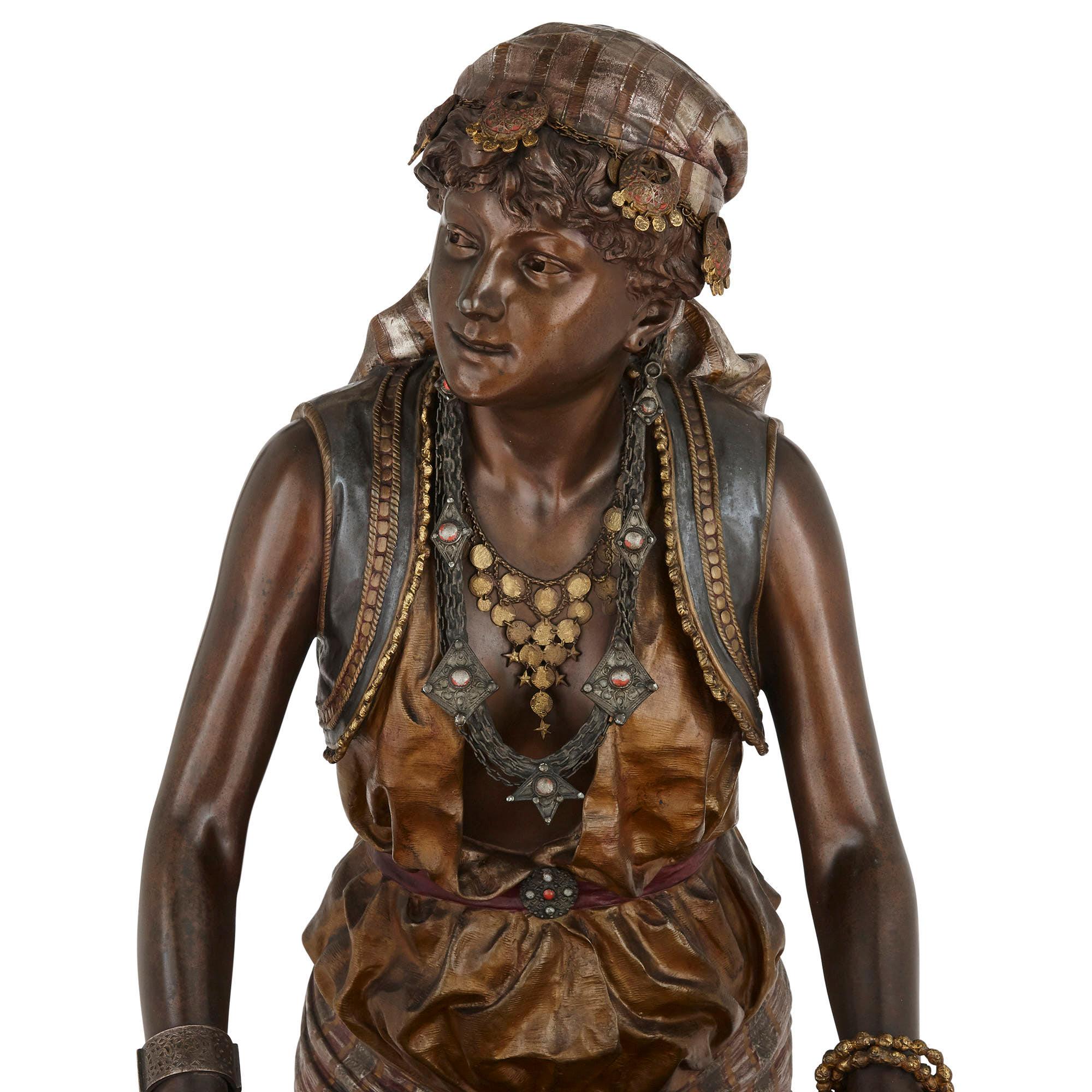 19th Century Monumental French Sculpture of a Female Figure with Table by Louis Hottot For Sale