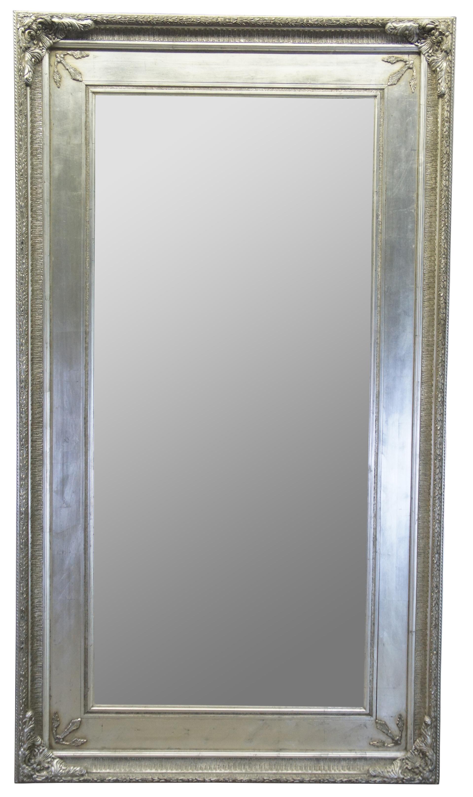 French Provincial Monumental French Silver Full Length Modern Dressing Mirror Mantel Floor