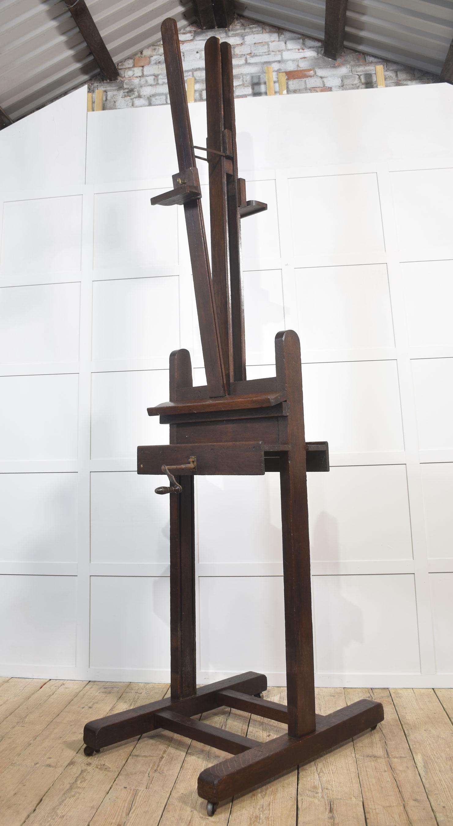 Monumental chevalet de studio en Oak entièrement réglable pour les artistes en vente 4